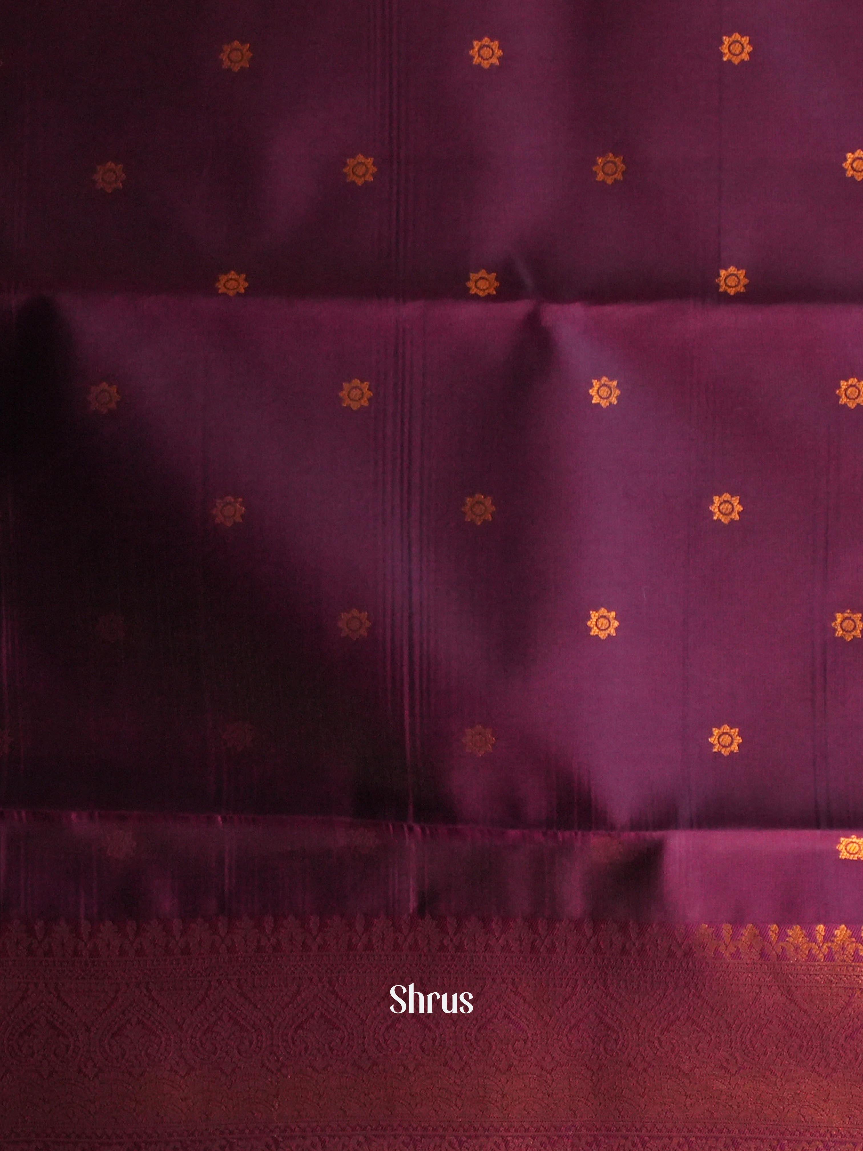 Cream & Purple- Semi Arani Silk Saree - Shop on ShrusEternity.com