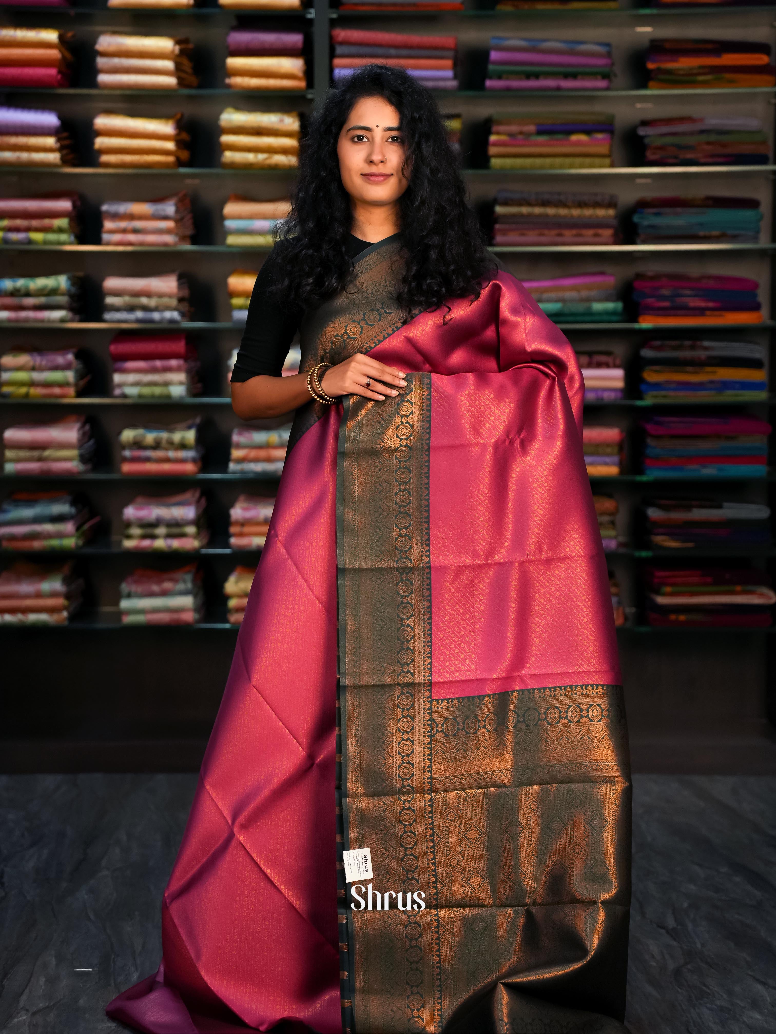 Maroon & Green - Semi Arani Silk Saree - Shop on ShrusEternity.com