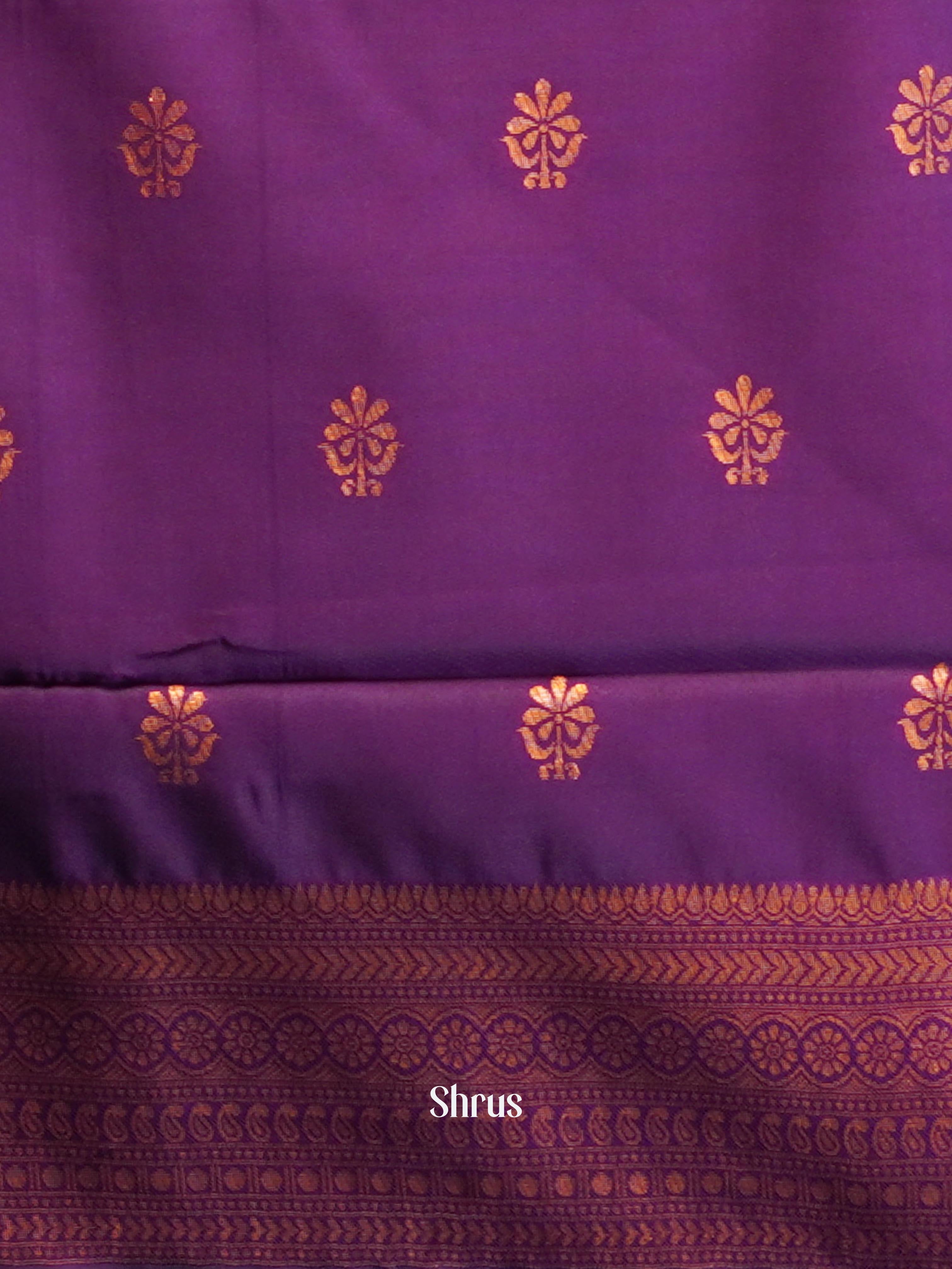 Green & Purple - Semi Arani Silk Saree - Shop on ShrusEternity.com