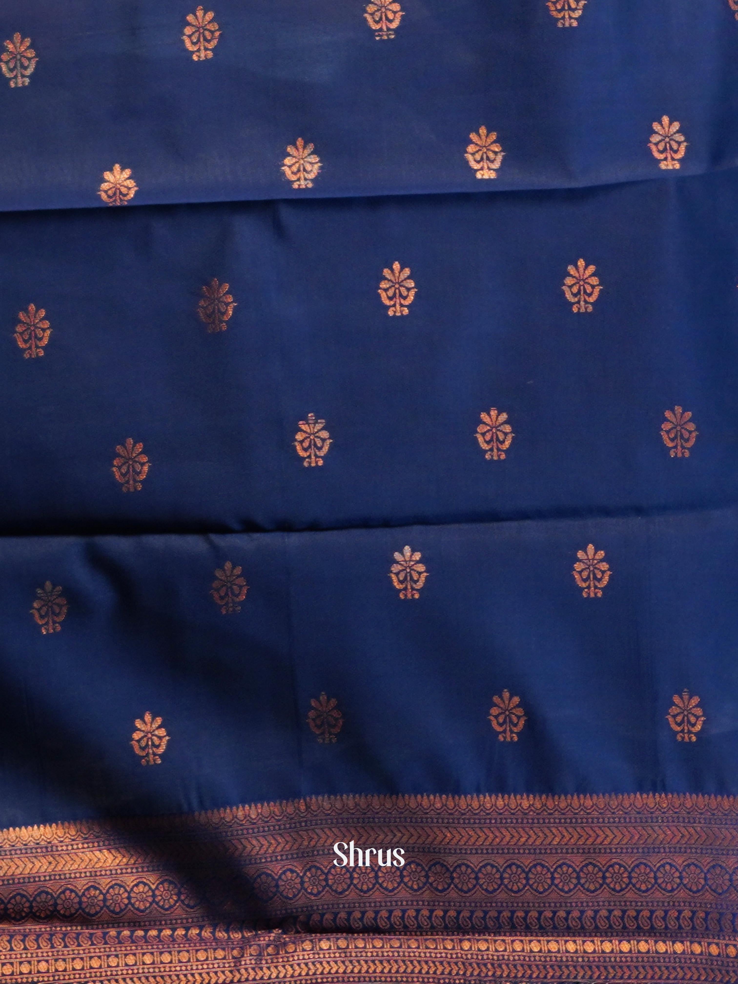 Lite Blue & blue - Semi Arani Silk Saree - Shop on ShrusEternity.com