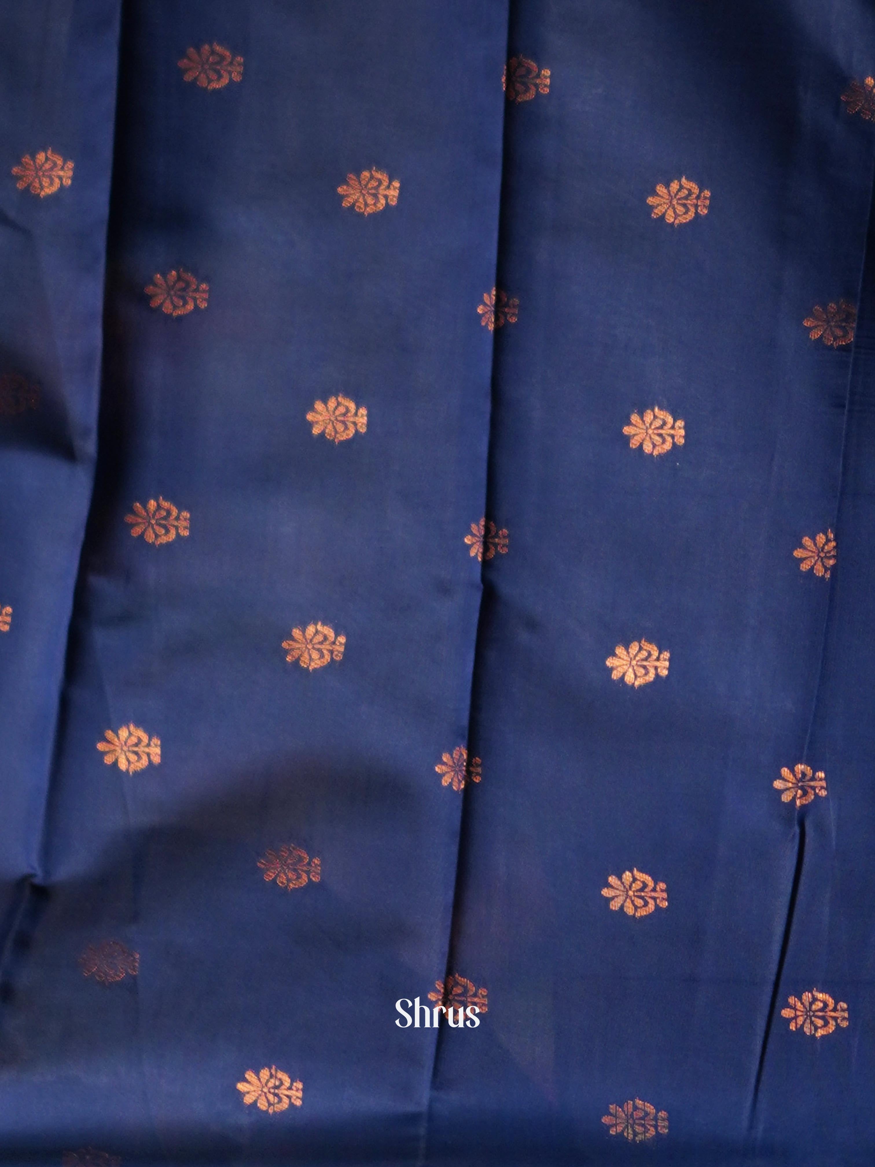 Grey & Blue - Semi Arani Silk Saree - Shop on ShrusEternity.com