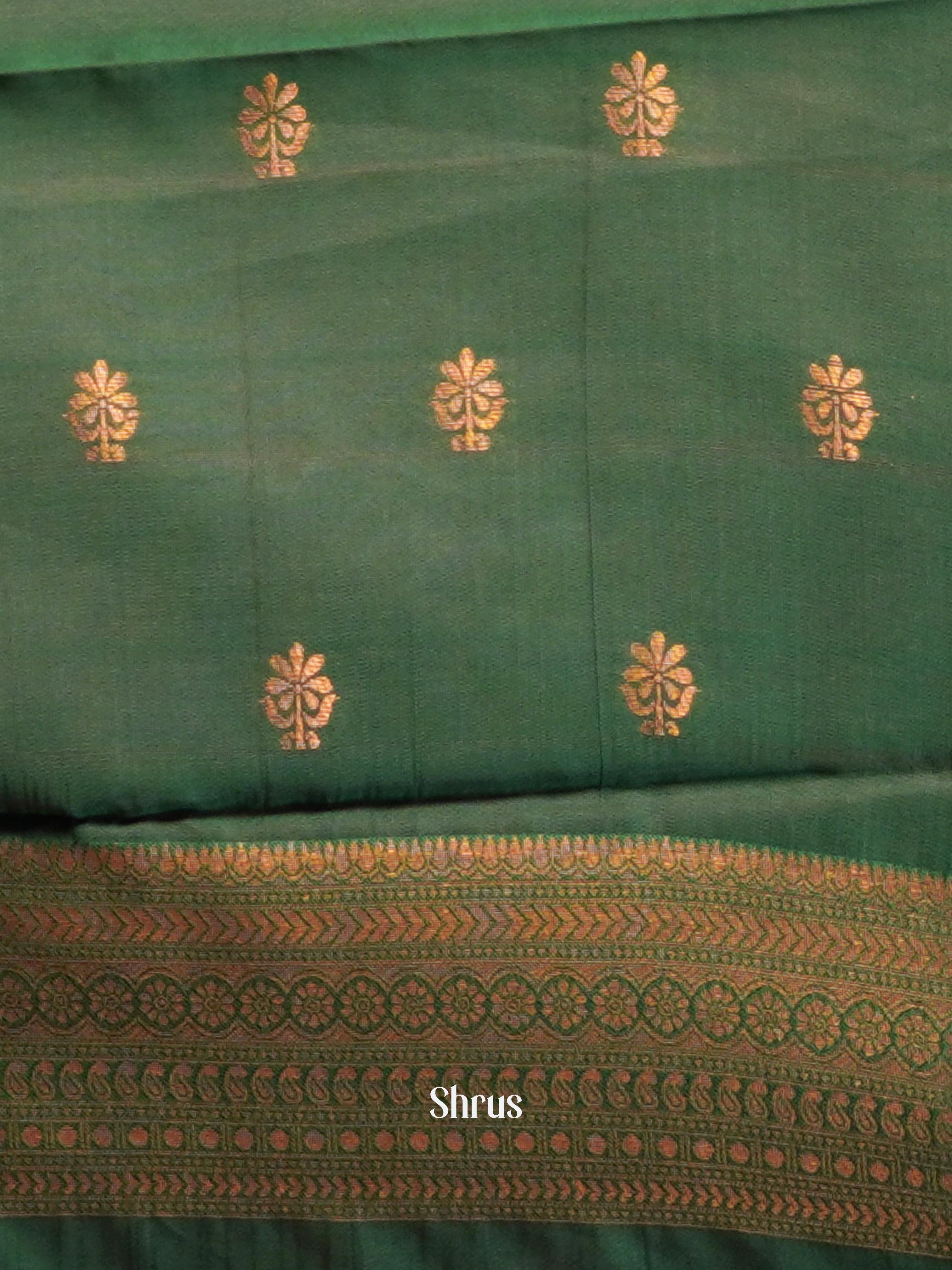 Pink & Green - Semi Arani Silk Saree - Shop on ShrusEternity.com