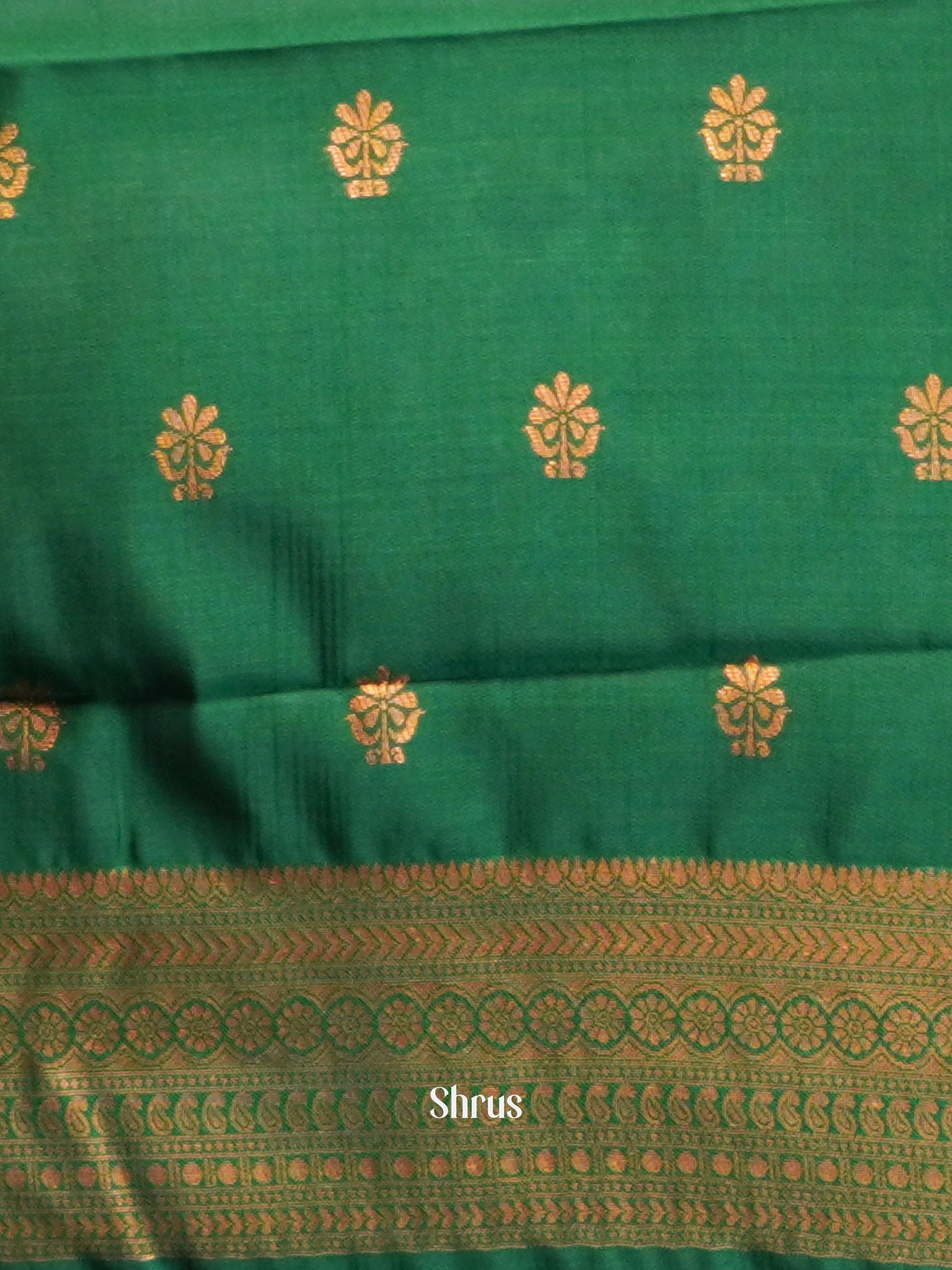 Brown & Green - Semi Arani Silk Saree - Shop on ShrusEternity.com
