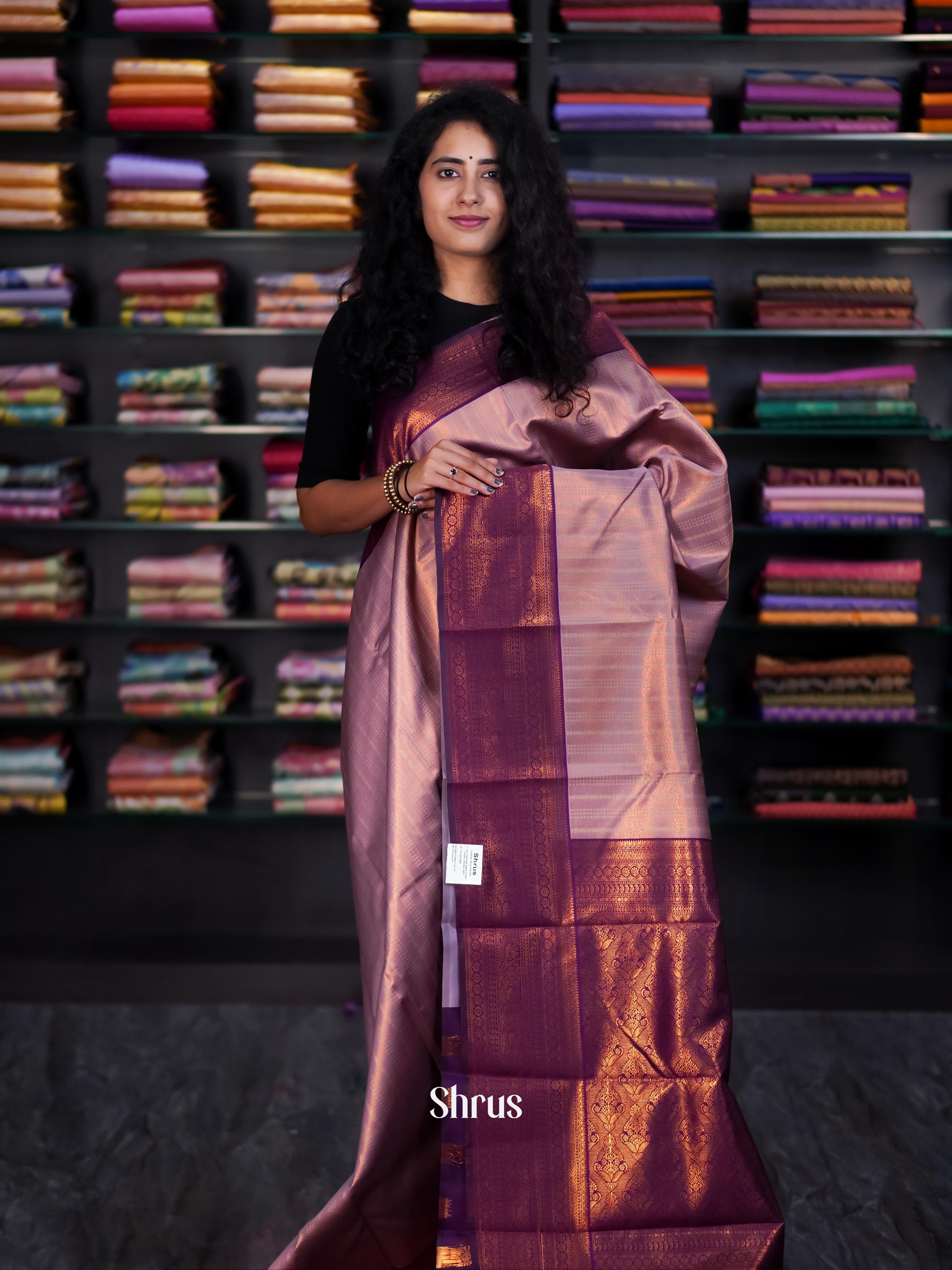 Mild Lavender & Purple - Semi Arani Silk Saree - Shop on ShrusEternity.com