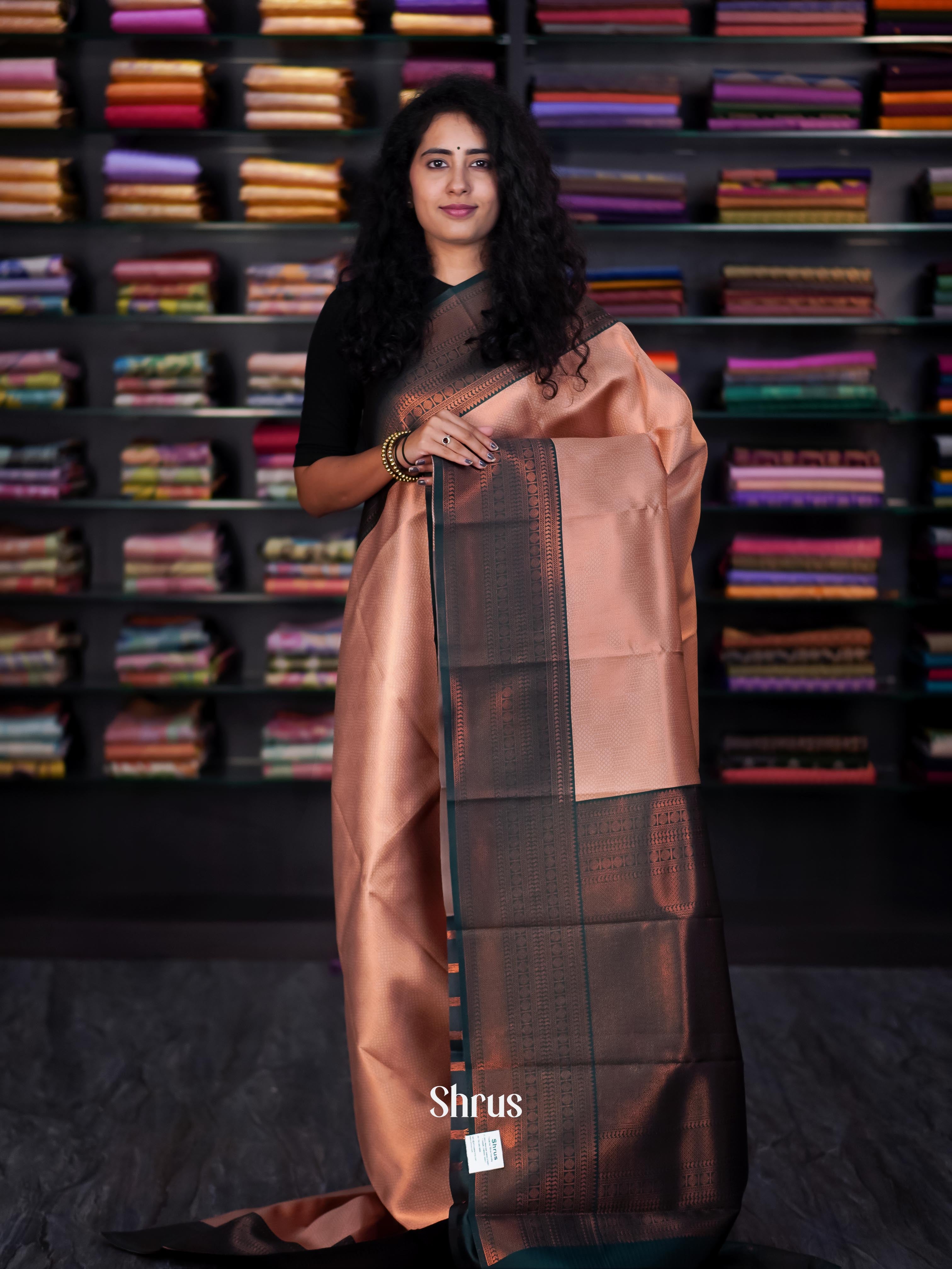 Dusty Brown & Green - Semi Arani Silk Saree - Shop on ShrusEternity.com