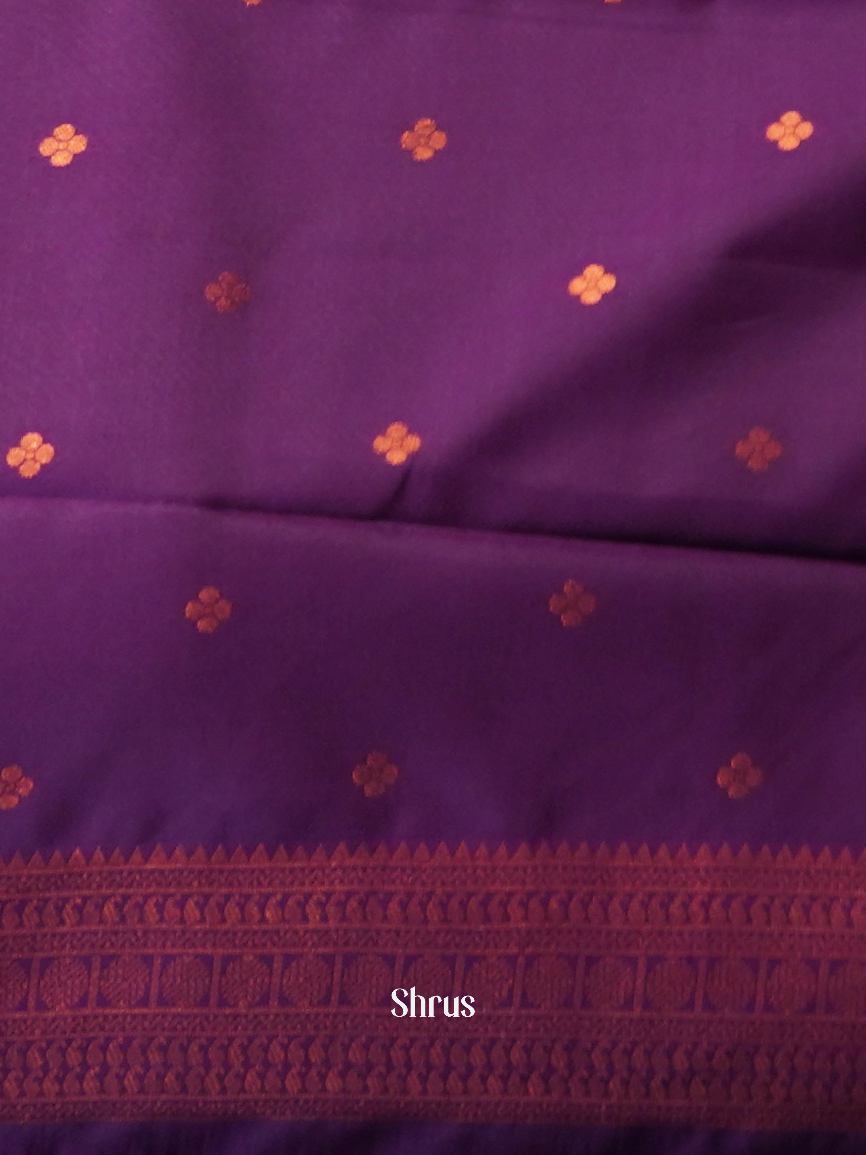 Peach & Purple - Semi Arani Silk Saree - Shop on ShrusEternity.com
