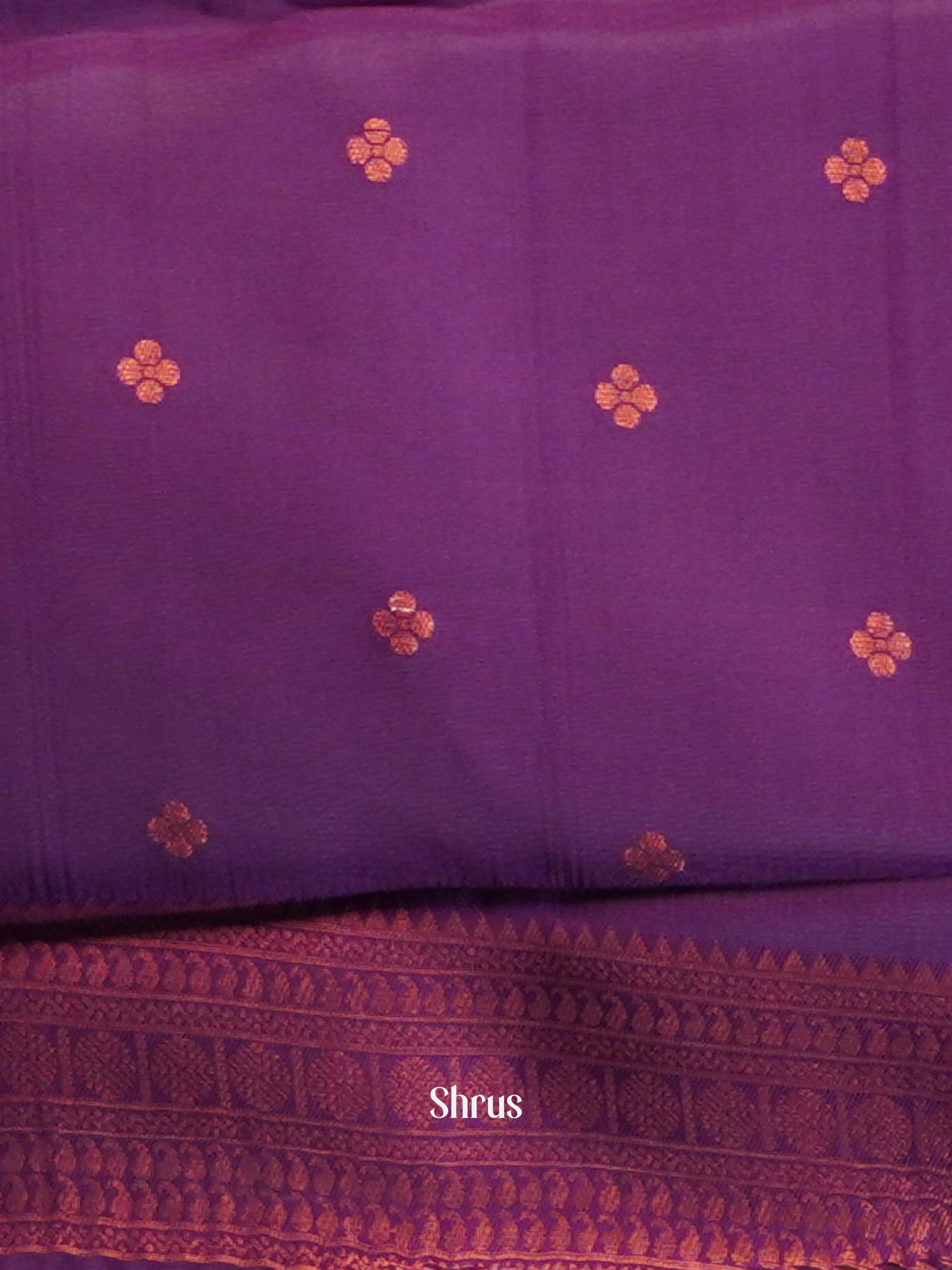 Blue & Purple - Semi Arani Silk Saree - Shop on ShrusEternity.com