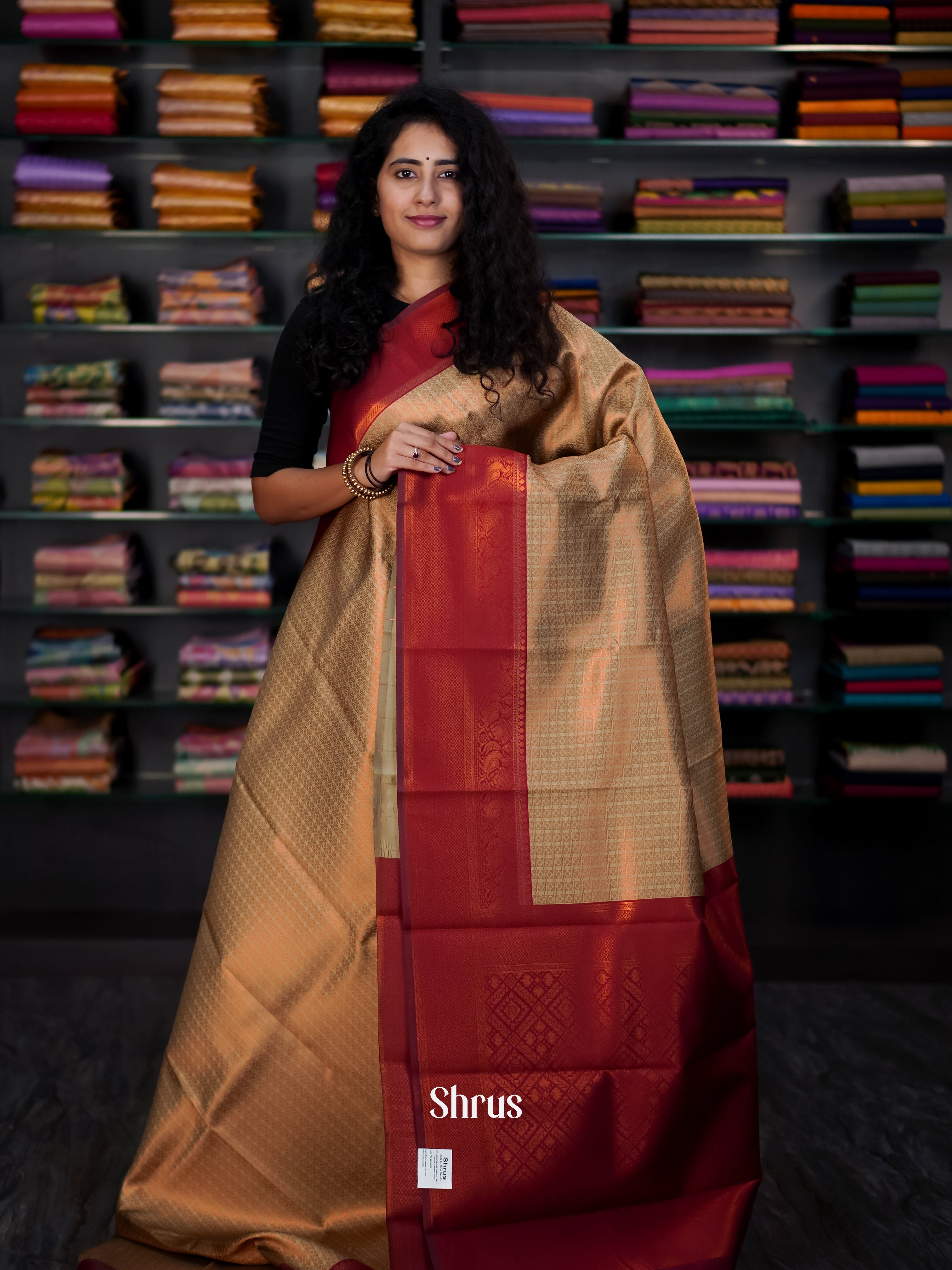 Gold & Maroon - Semi Arani Silk Saree - Shop on ShrusEternity.com