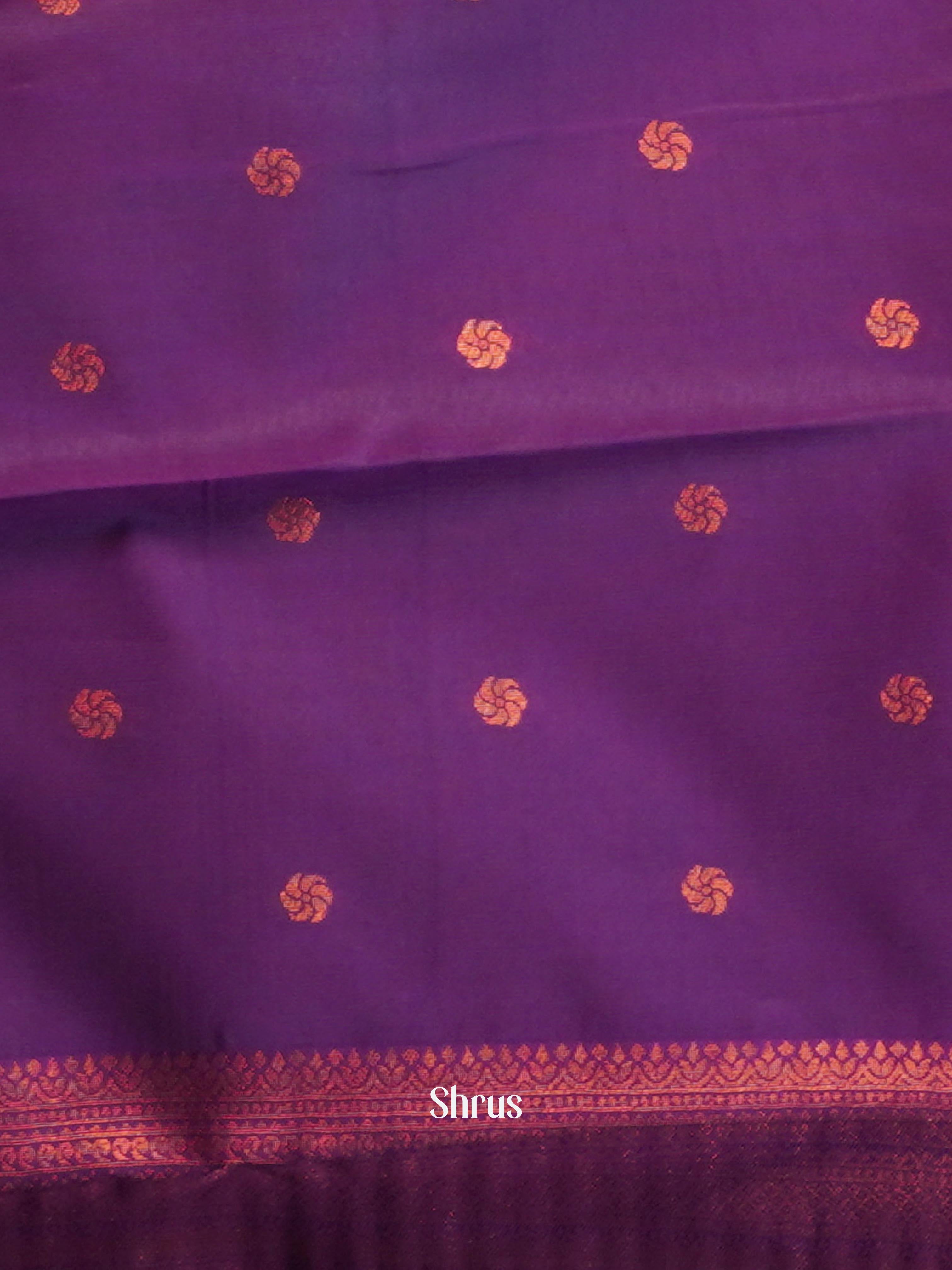 Cream & Purple- Semi Arani Silk Saree - Shop on ShrusEternity.com