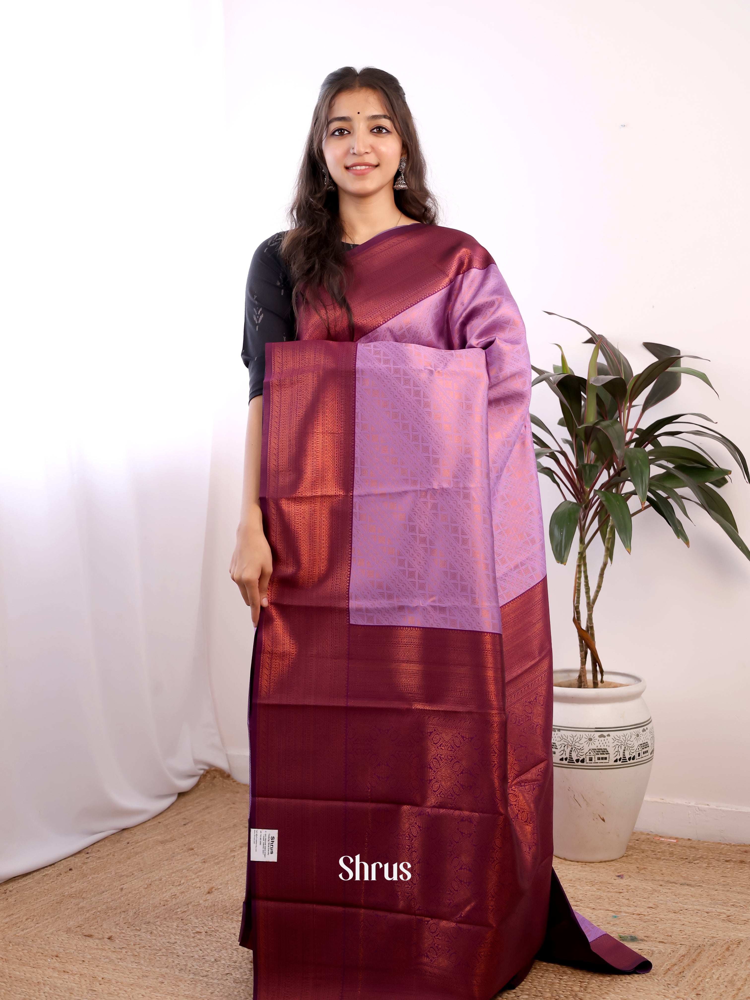 Lavender & Purple - Semi Arani Silk Saree - Shop on ShrusEternity.com