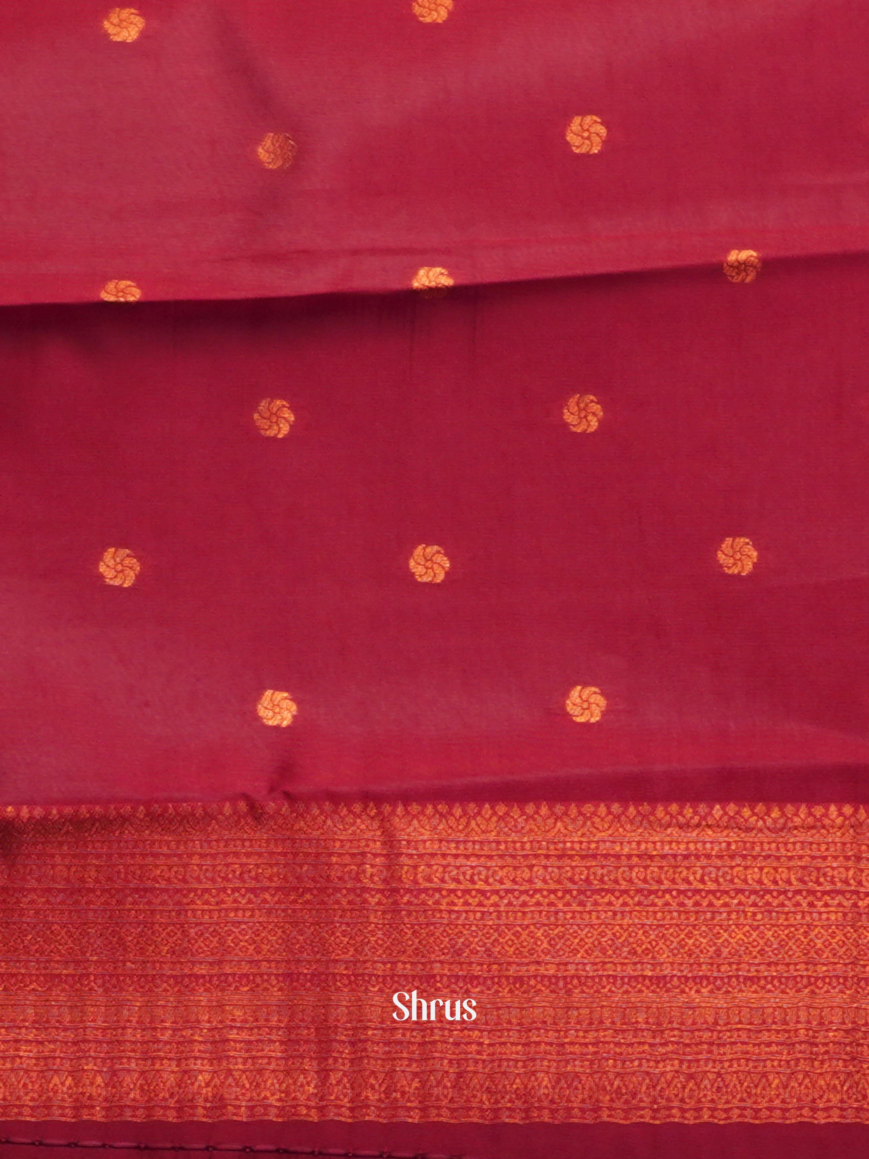 Beige & Maroon - Semi Arani Silk Saree - Shop on ShrusEternity.com