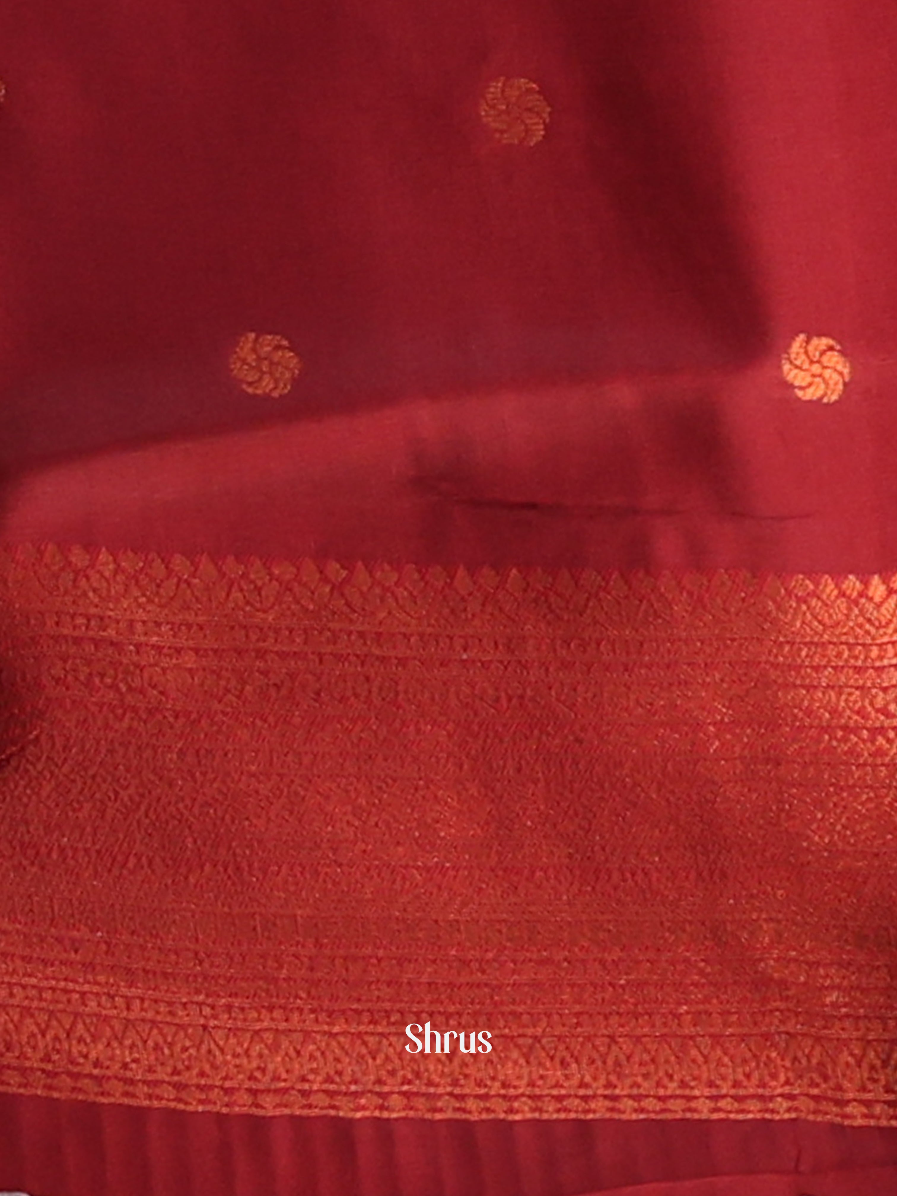 Lime Green & Maroon - Semi Arani Silk Saree - Shop on ShrusEternity.com