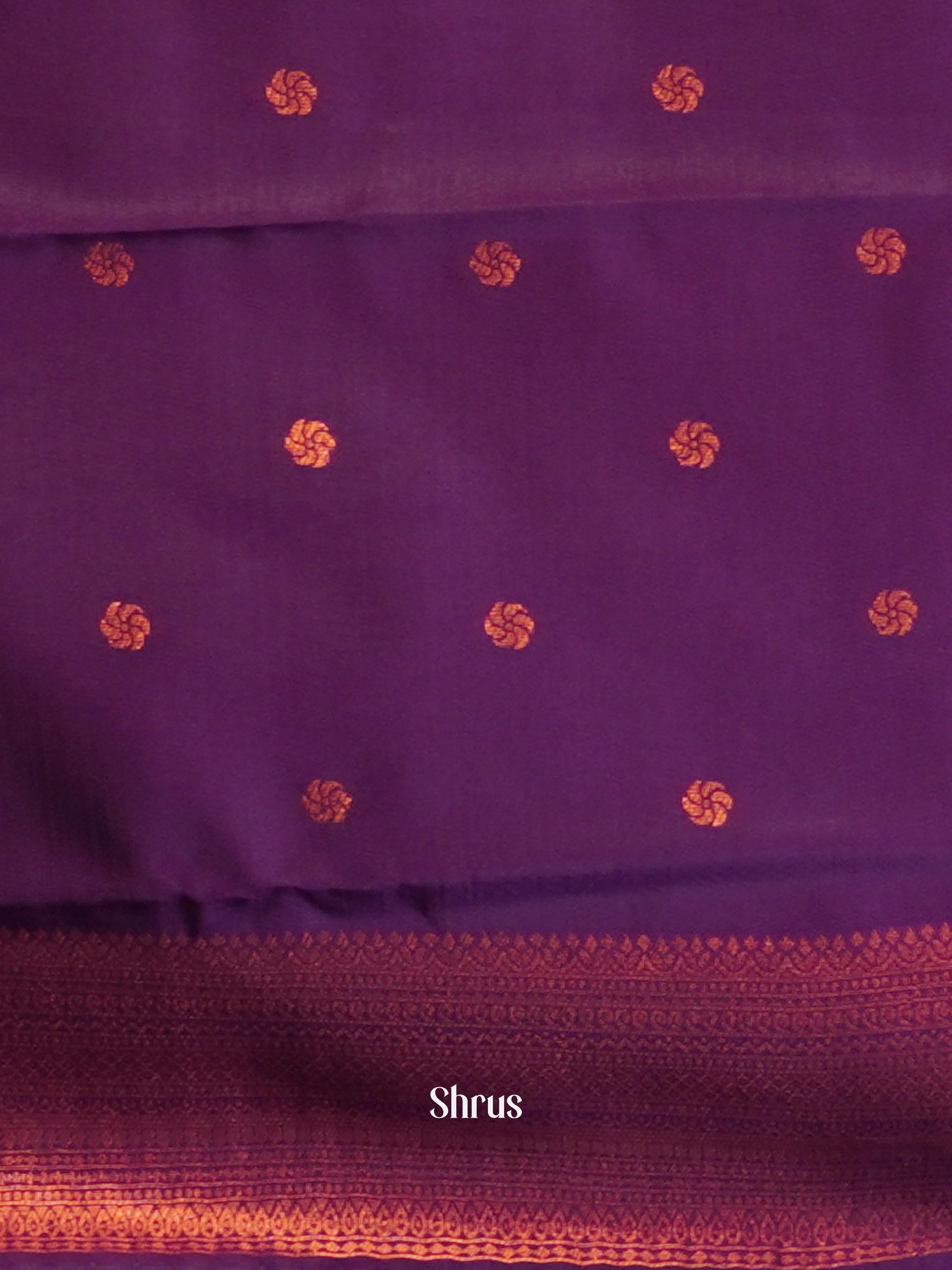 Blue & Purple - Semi Arani Silk Saree - Shop on ShrusEternity.com