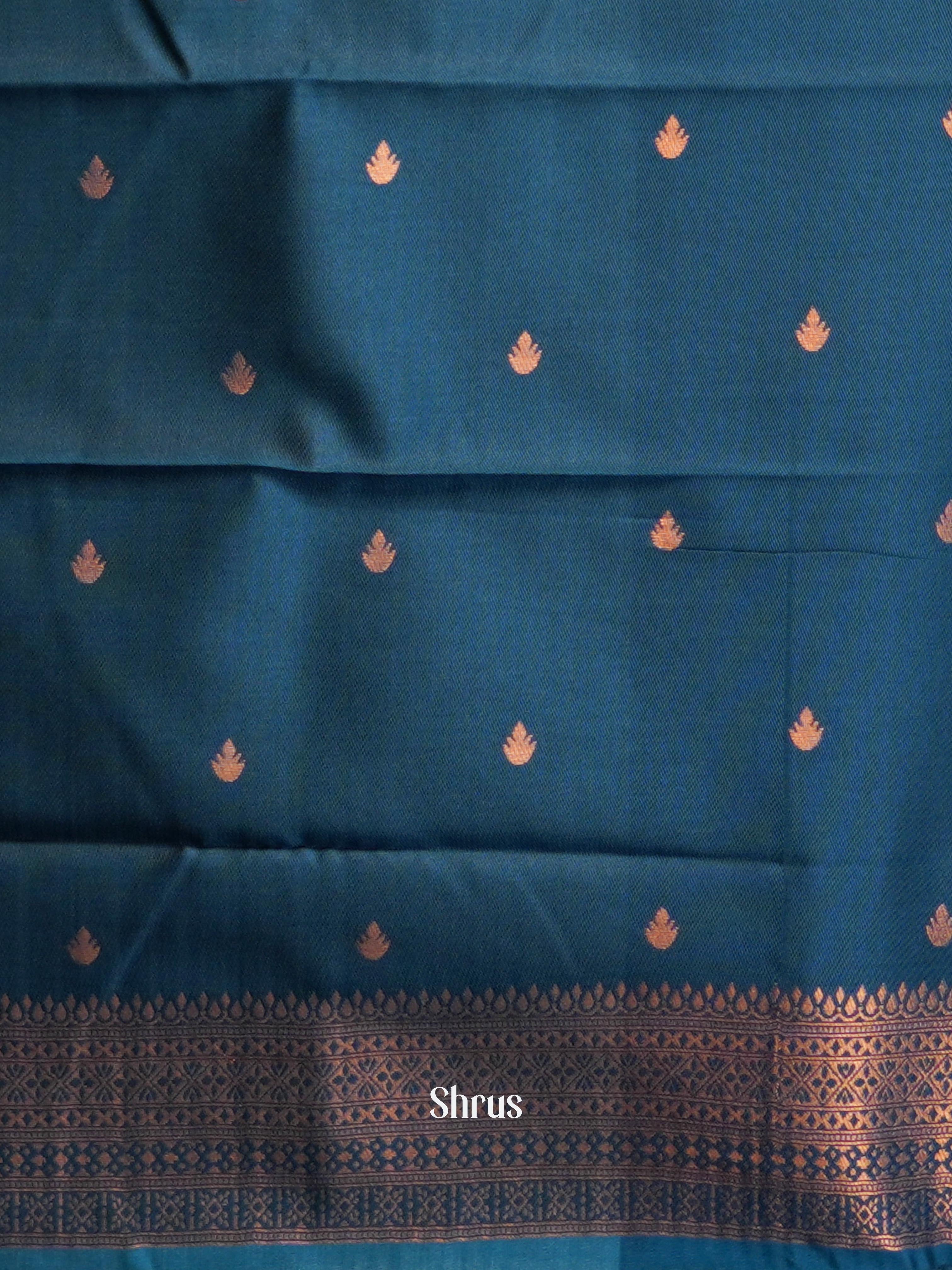Blue - Semi Arani Silk Saree - Shop on ShrusEternity.com