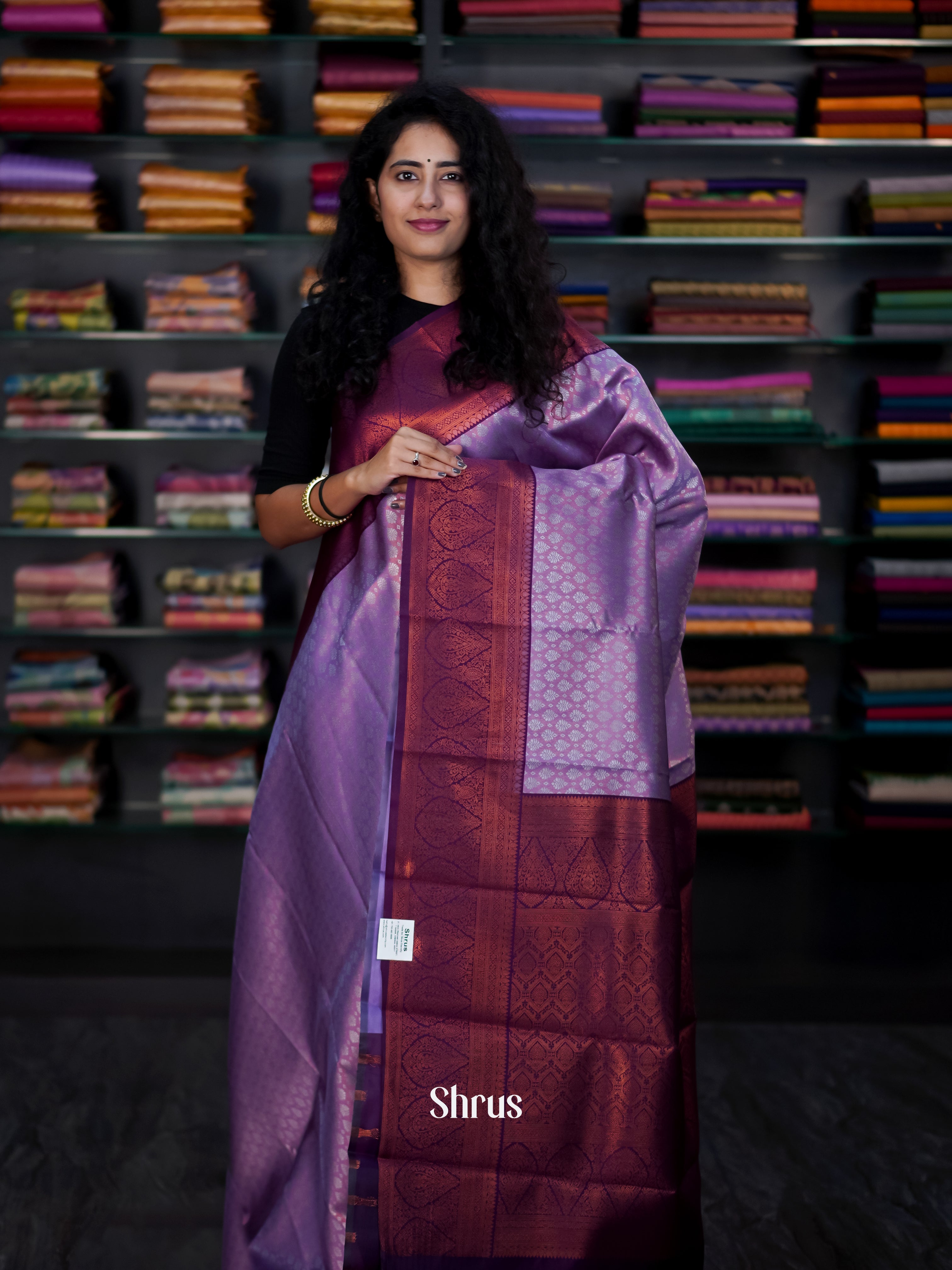 Lavender & Purple - Semi Arani Silk Saree - Shop on ShrusEternity.com