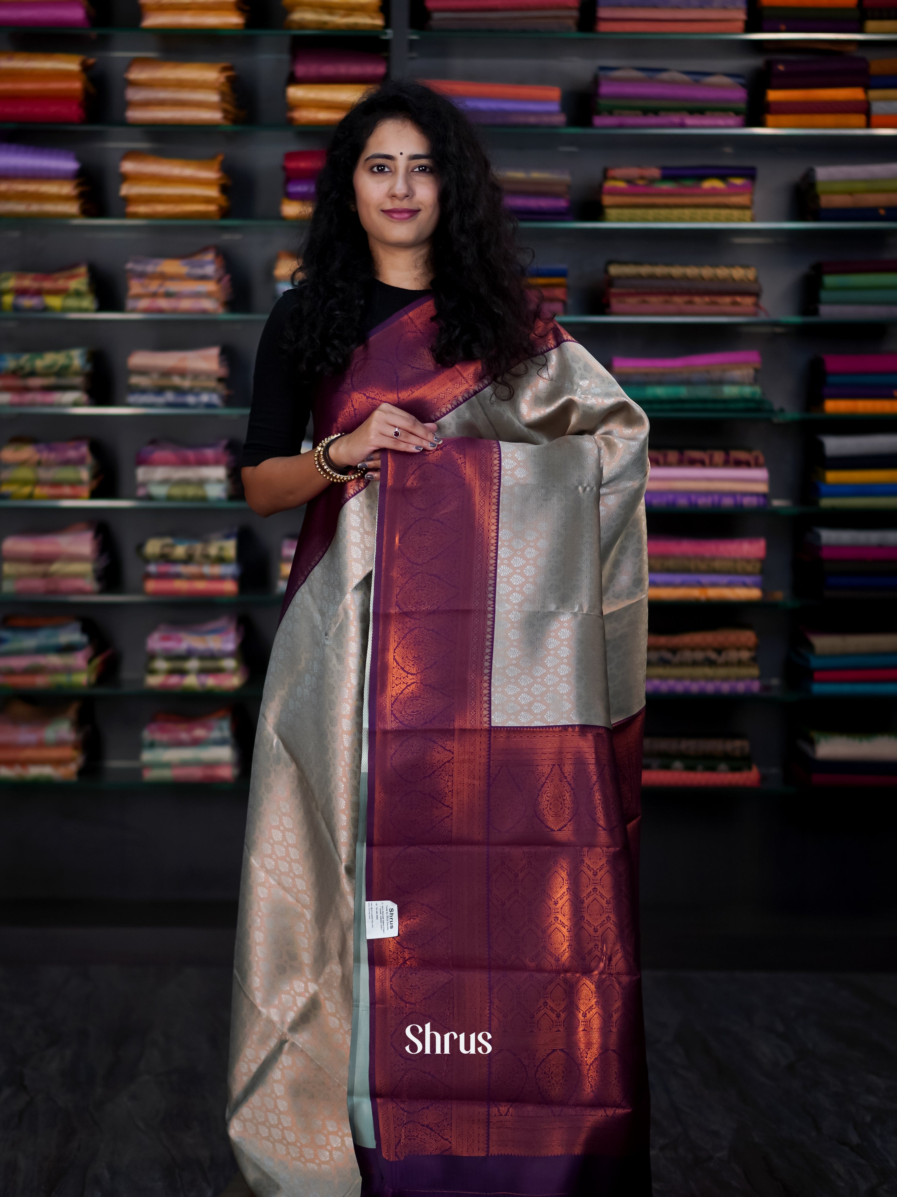 Blue & Purple - Semi Arani Silk Saree - Shop on ShrusEternity.com