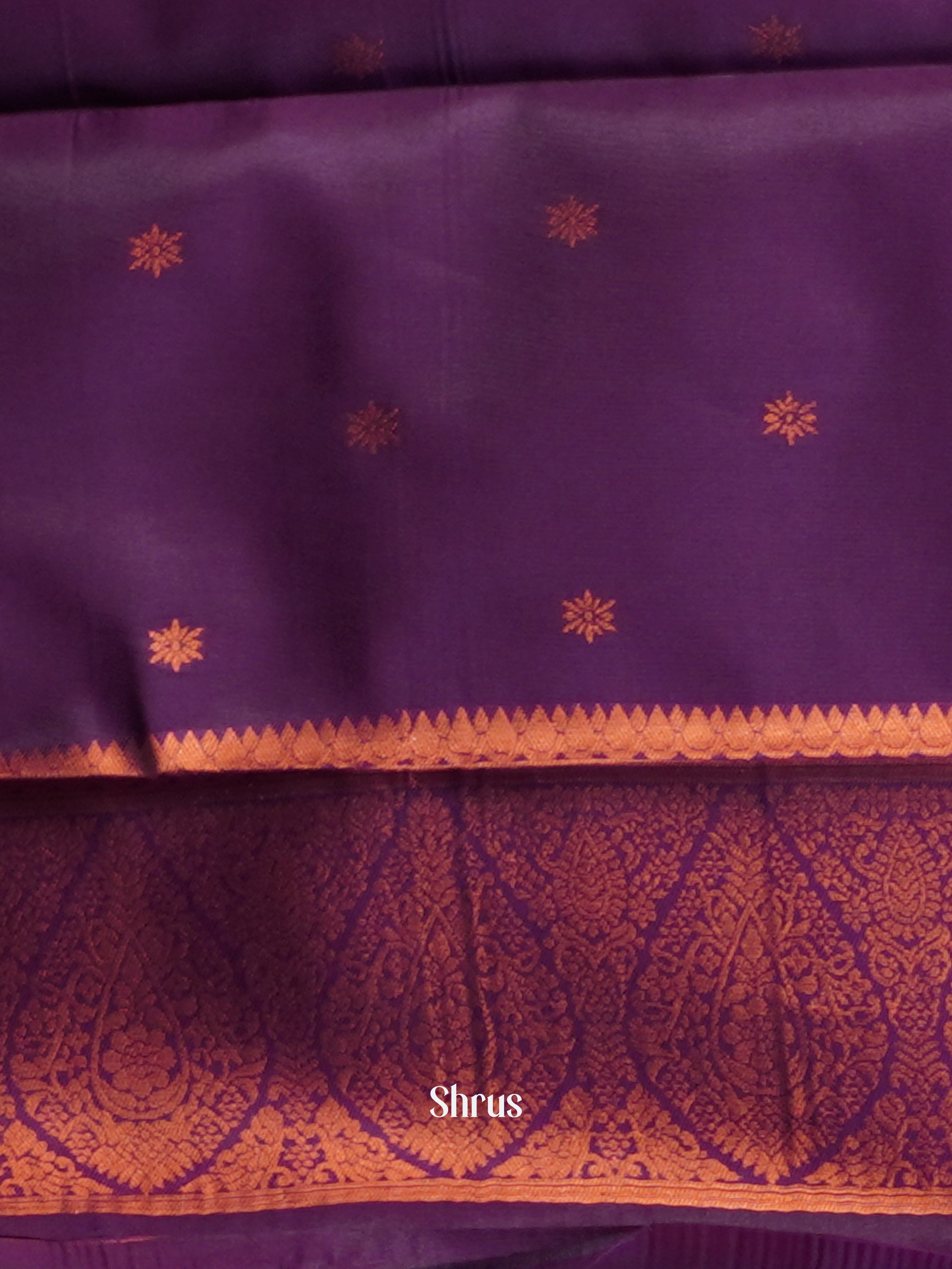 Blue & Purple - Semi Arani Silk Saree - Shop on ShrusEternity.com