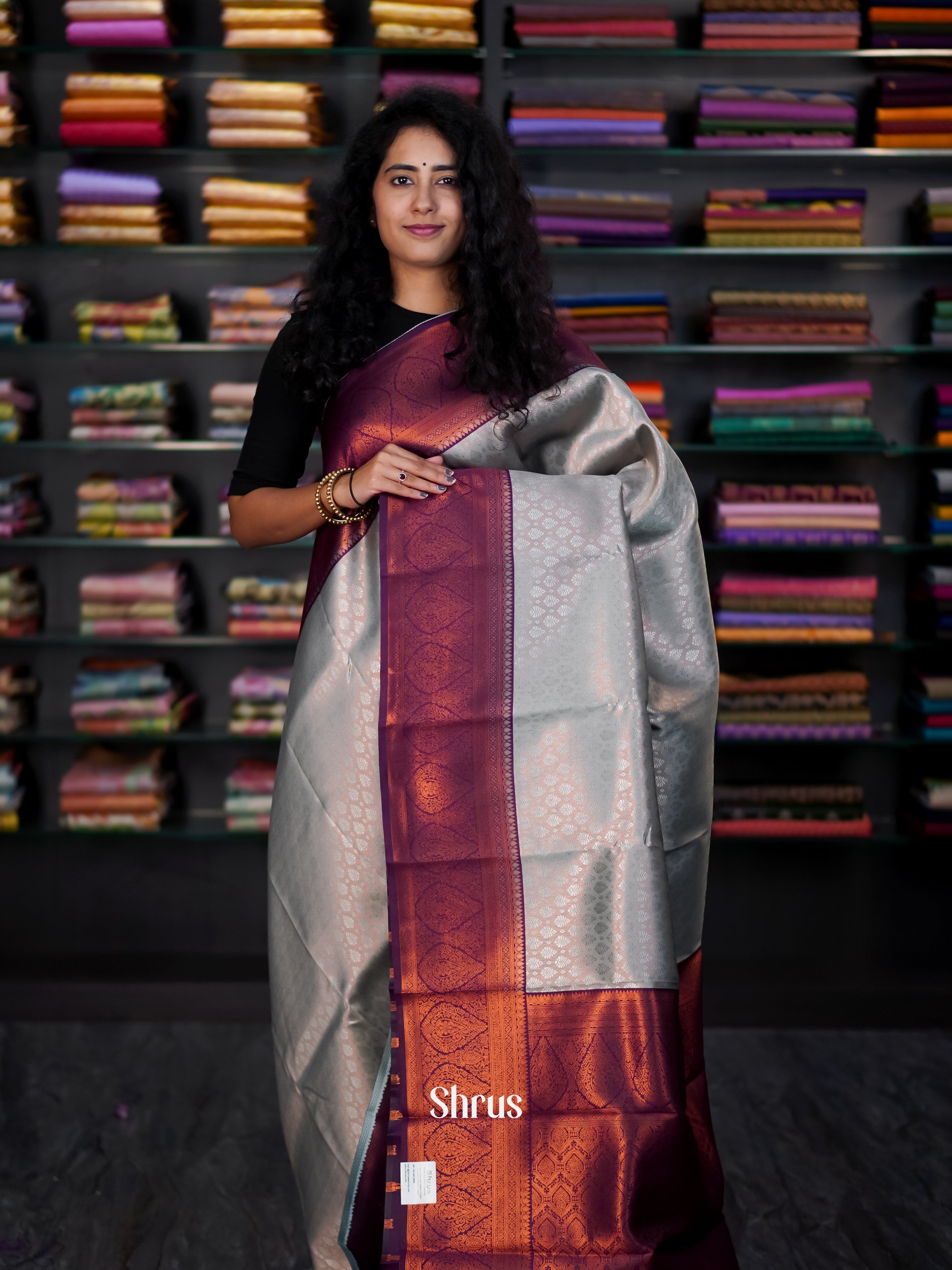 Lite Blue & Purple- Semi Arani Silk Saree - Shop on ShrusEternity.com