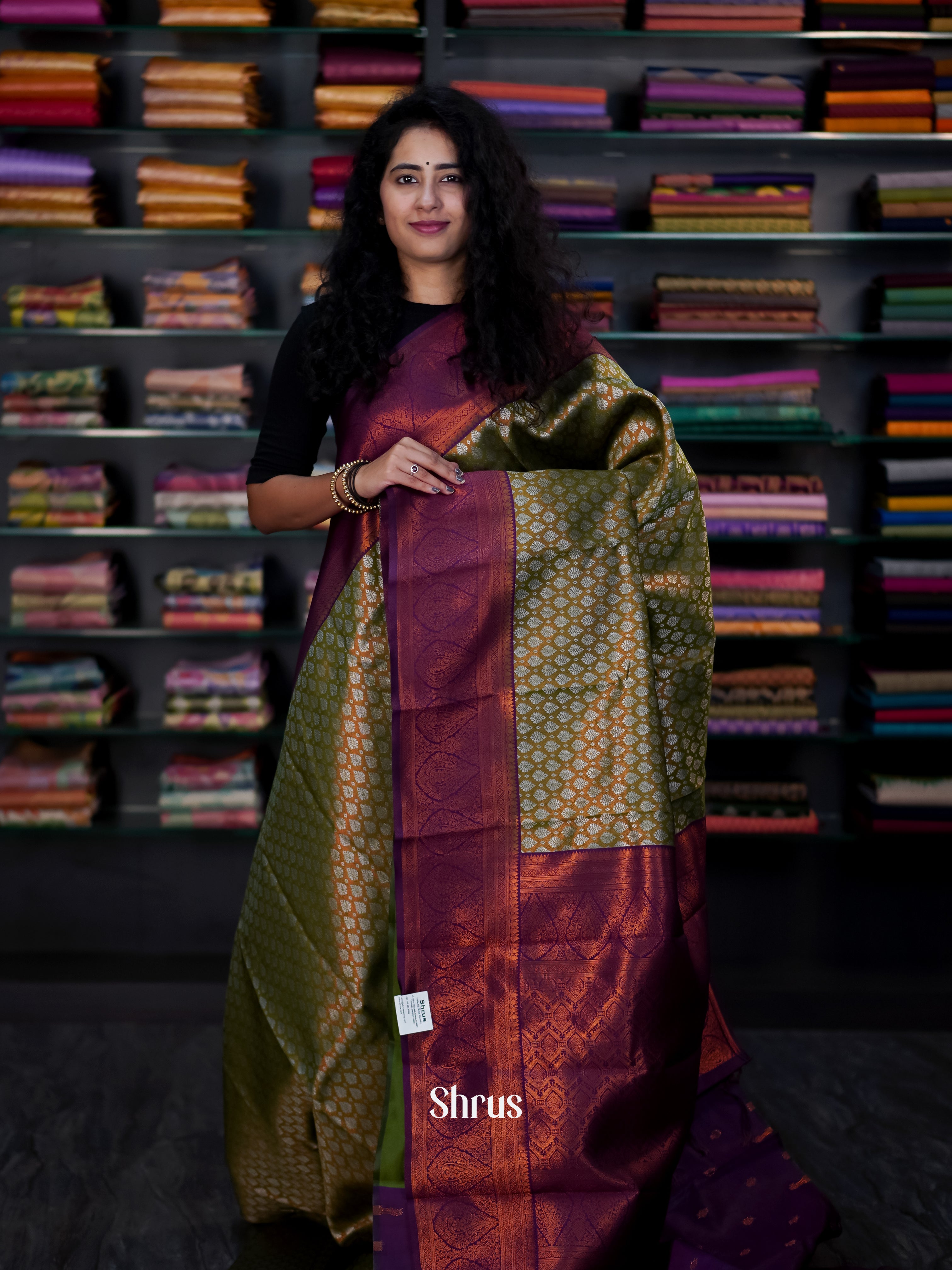 Green & Purple - Semi Arani Silk Saree - Shop on ShrusEternity.com