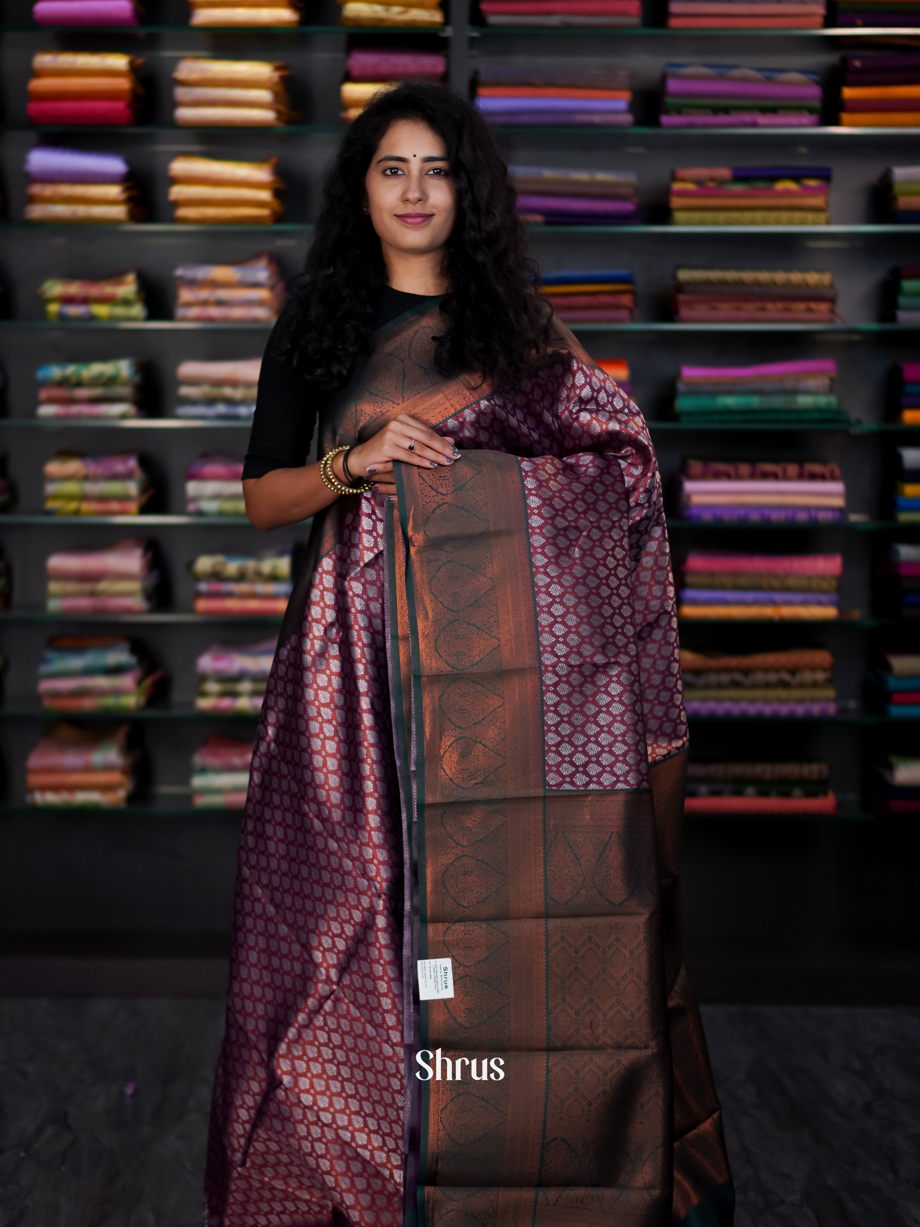 Purple & Green - Semi Arani Silk Saree - Shop on ShrusEternity.com