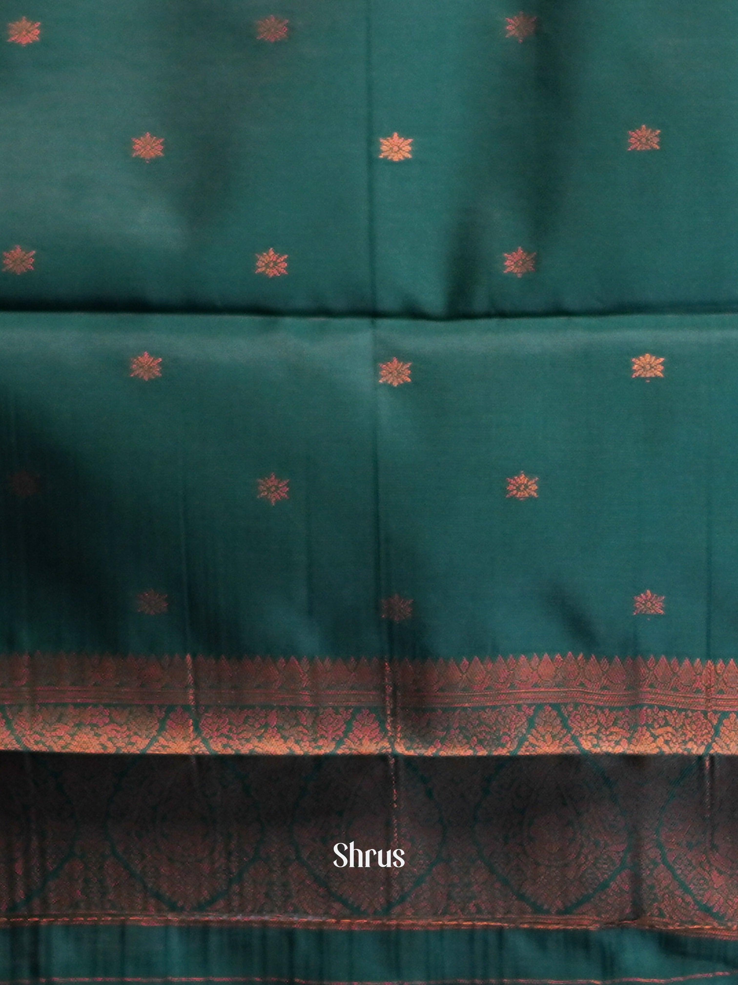 Peach & Green - Semi Arani Silk Saree - Shop on ShrusEternity.com