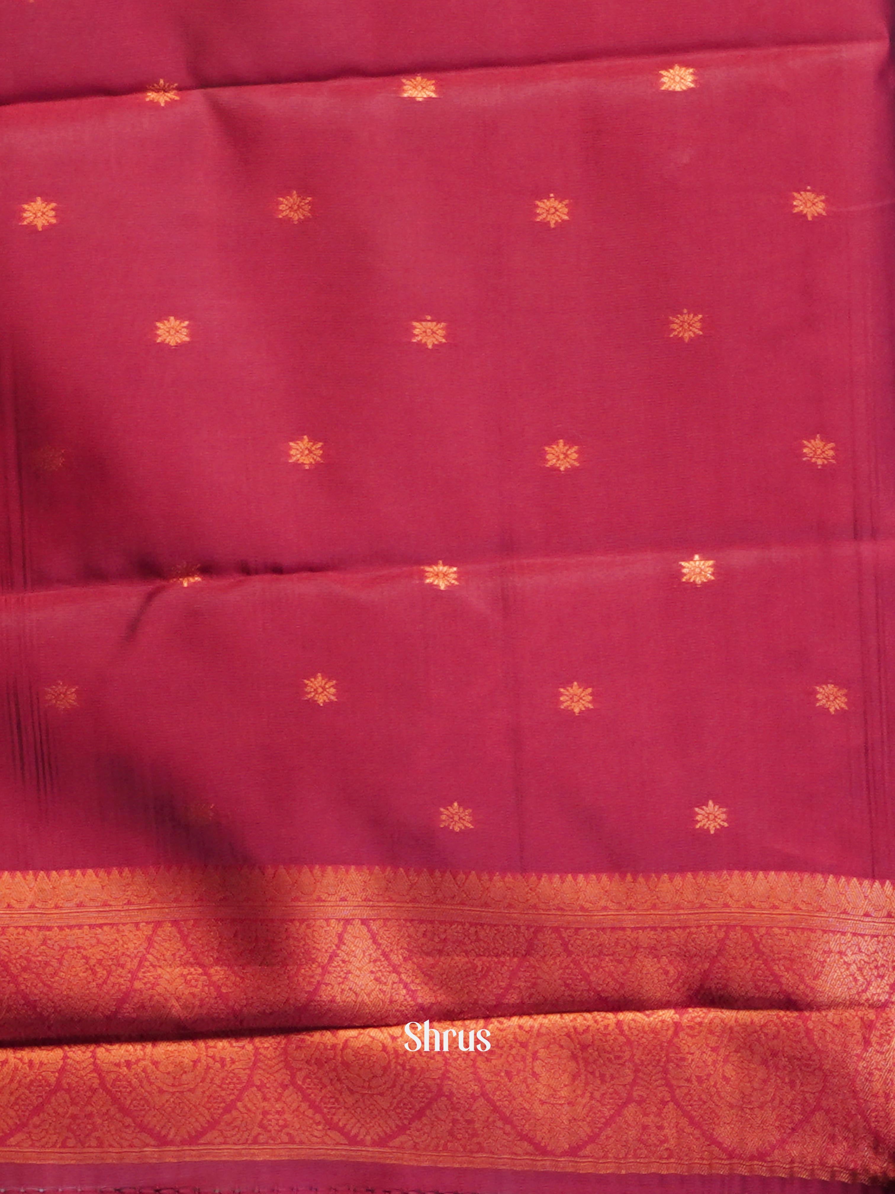 Peach & Maroon - Semi Arani Silk Saree - Shop on ShrusEternity.com
