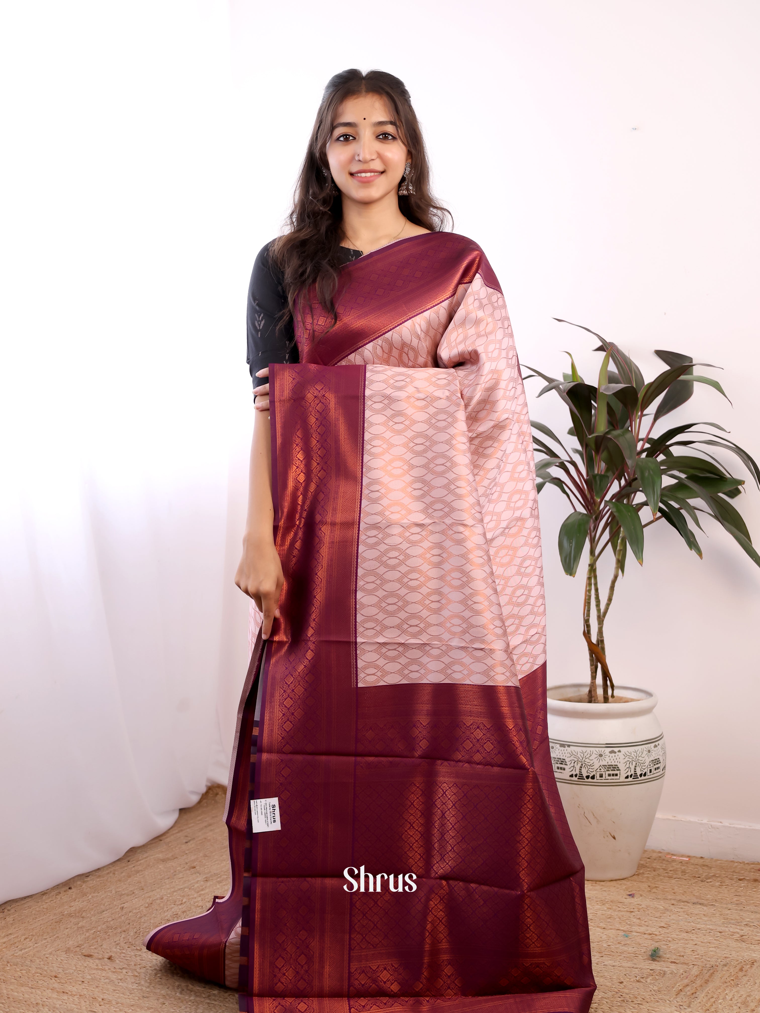Pink & Purple - Semi Arani Silk Saree - Shop on ShrusEternity.com