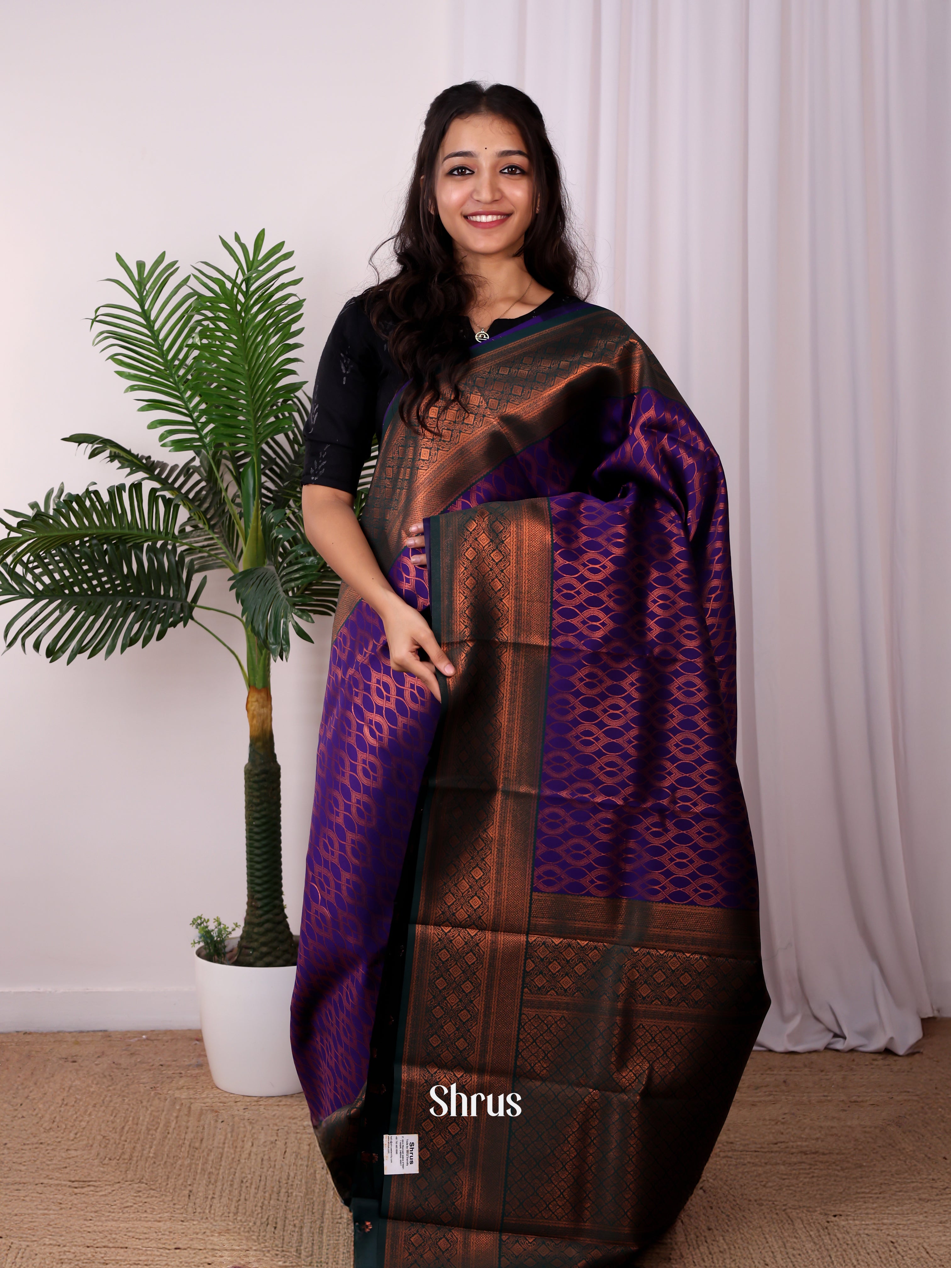 Violet & Green - Semi Arani Silk Saree - Shop on ShrusEternity.com