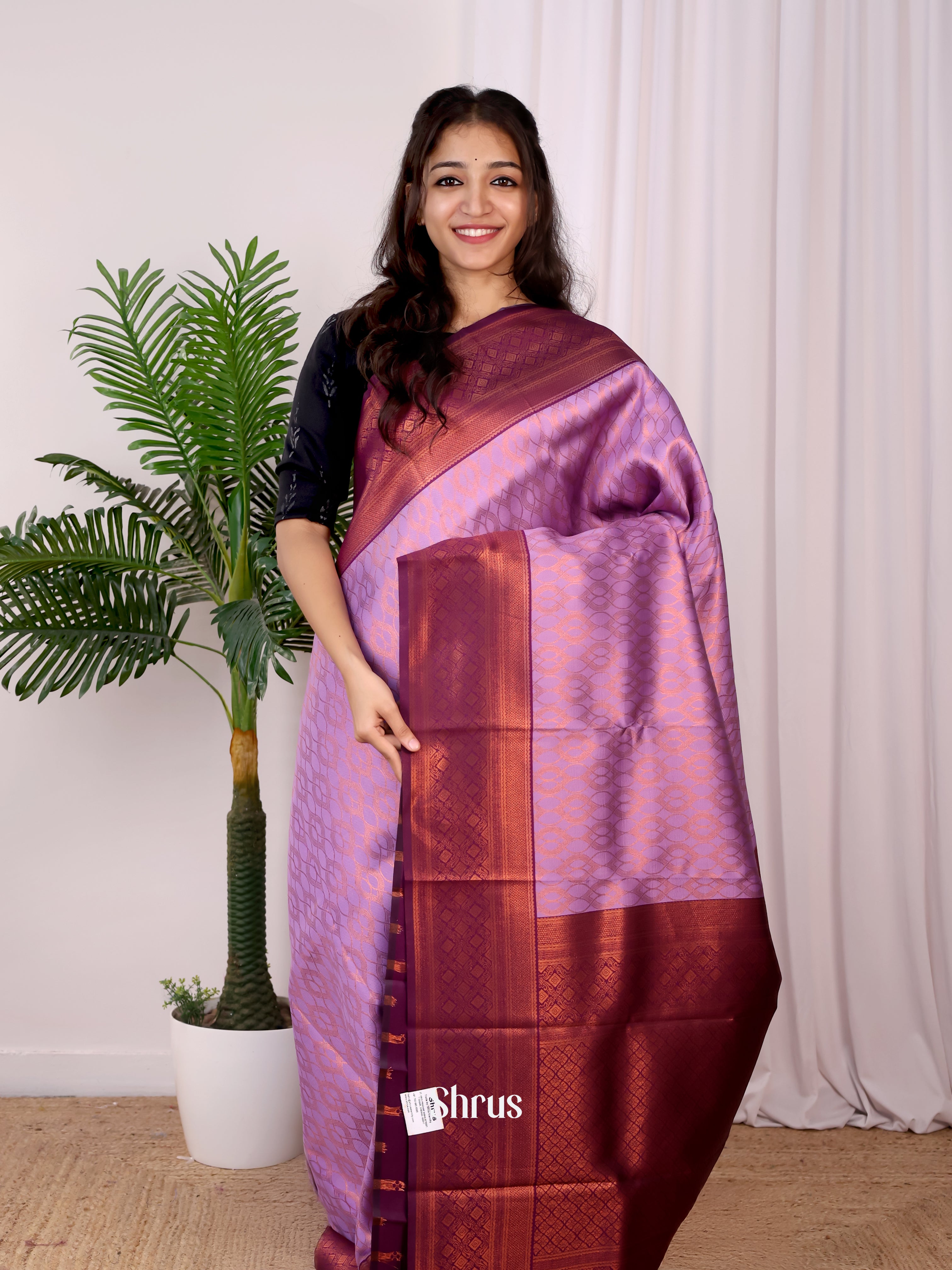 Lavender & Purple - Semi Arani Silk Saree - Shop on ShrusEternity.com