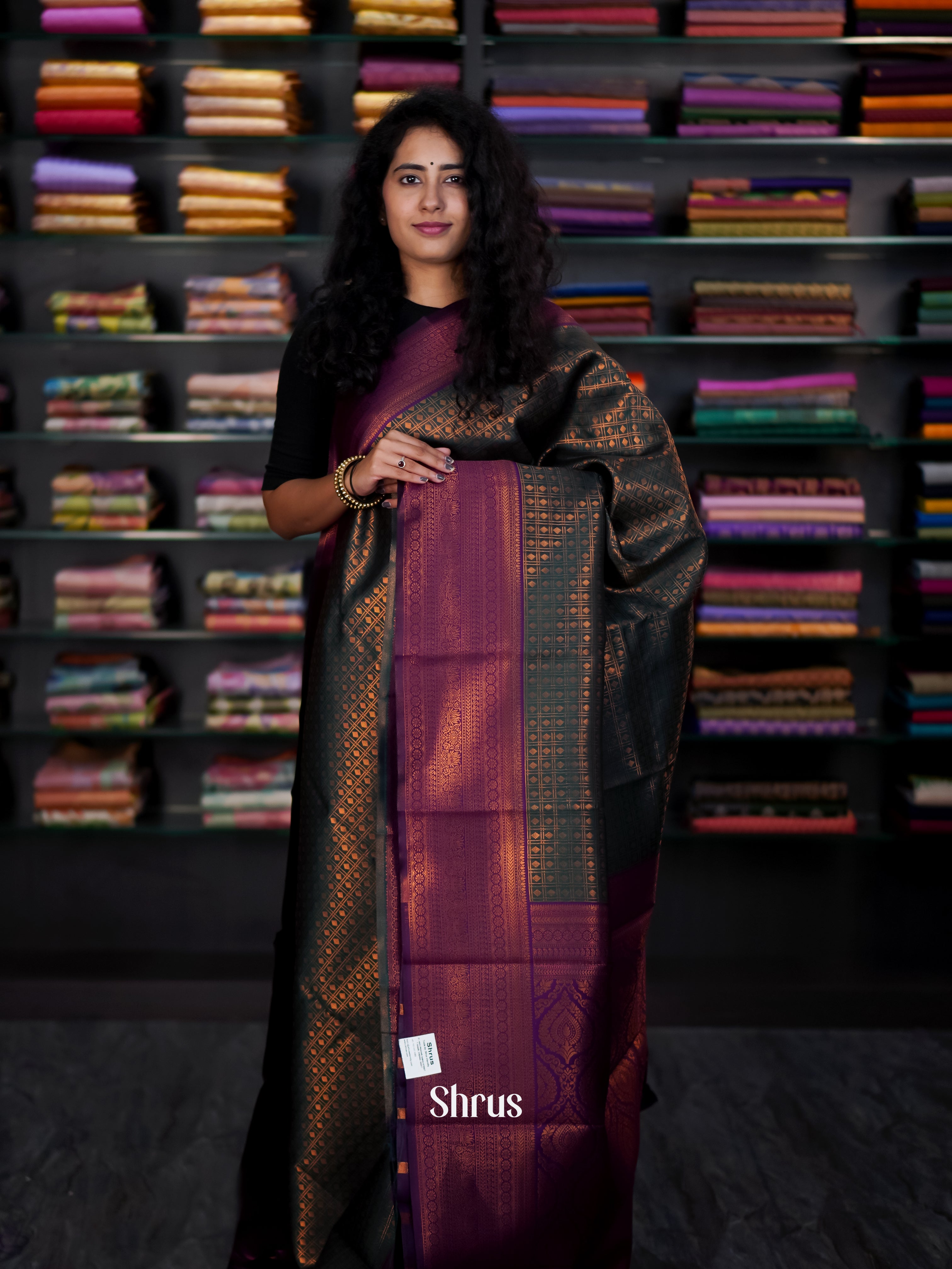 Green & Purple - Semi Arani Silk Saree - Shop on ShrusEternity.com
