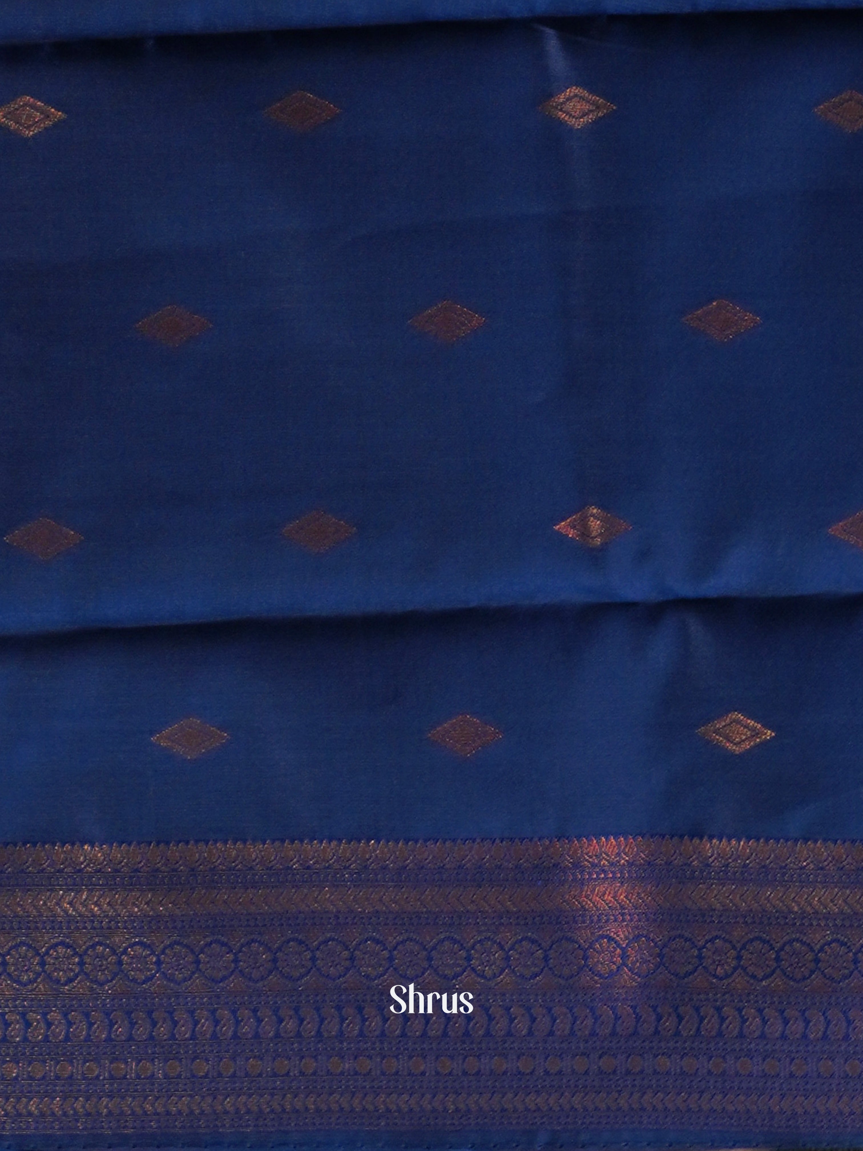 Grey & Blue - Semi Arani Silk Saree - Shop on ShrusEternity.com