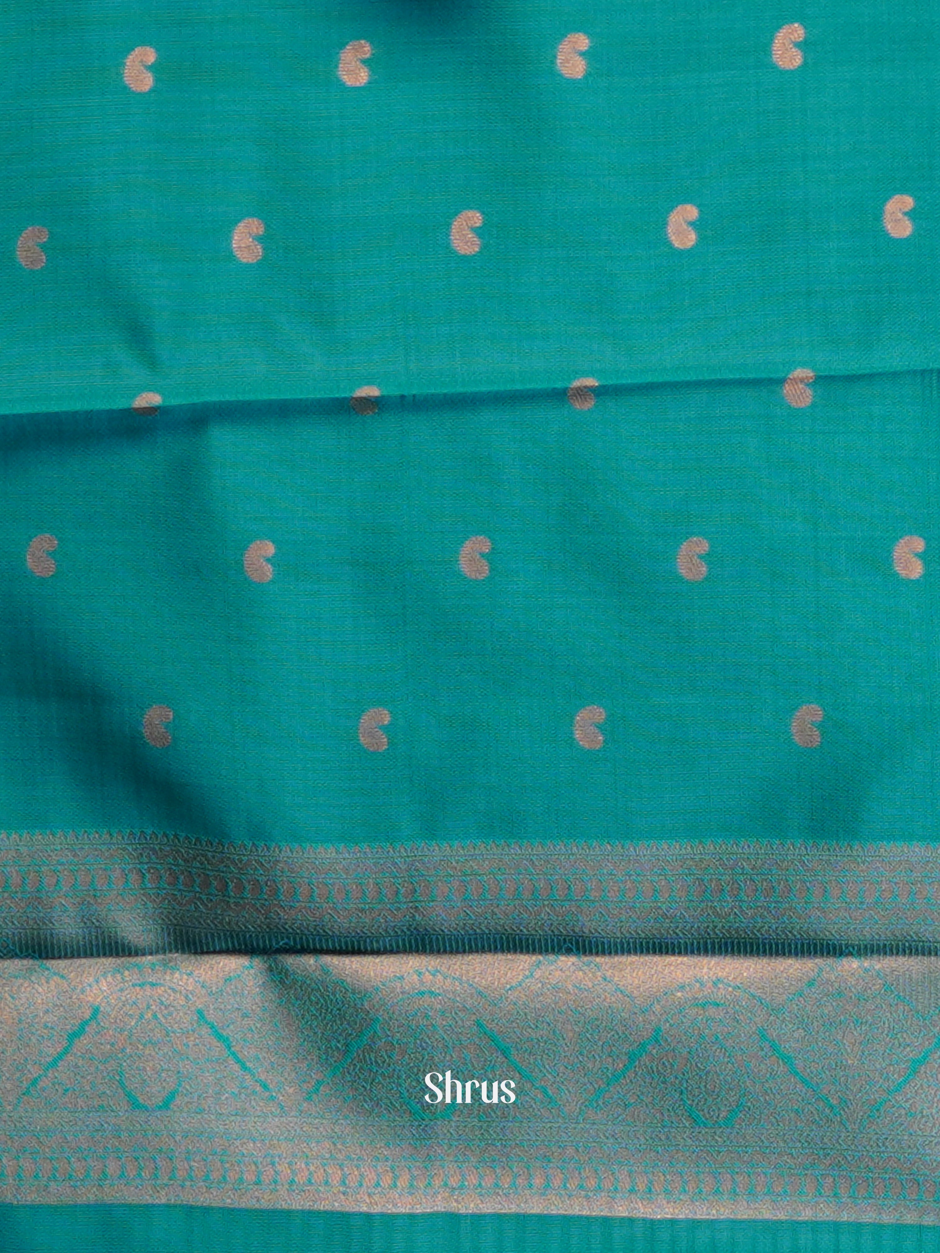 Blue & Teal - Semi Arani Silk Saree - Shop on ShrusEternity.com