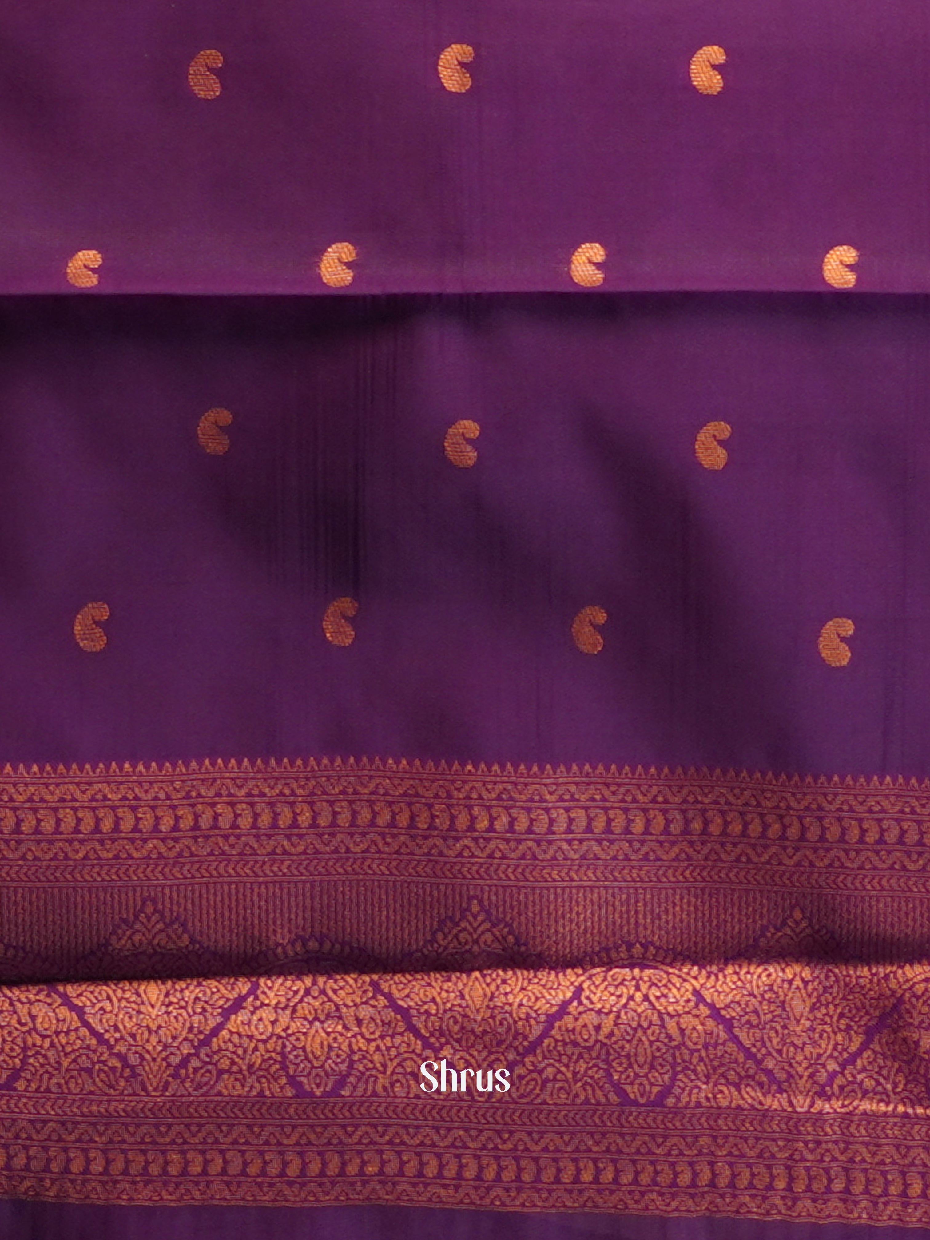 Blue & Purple - Semi Arani Silk Saree - Shop on ShrusEternity.com