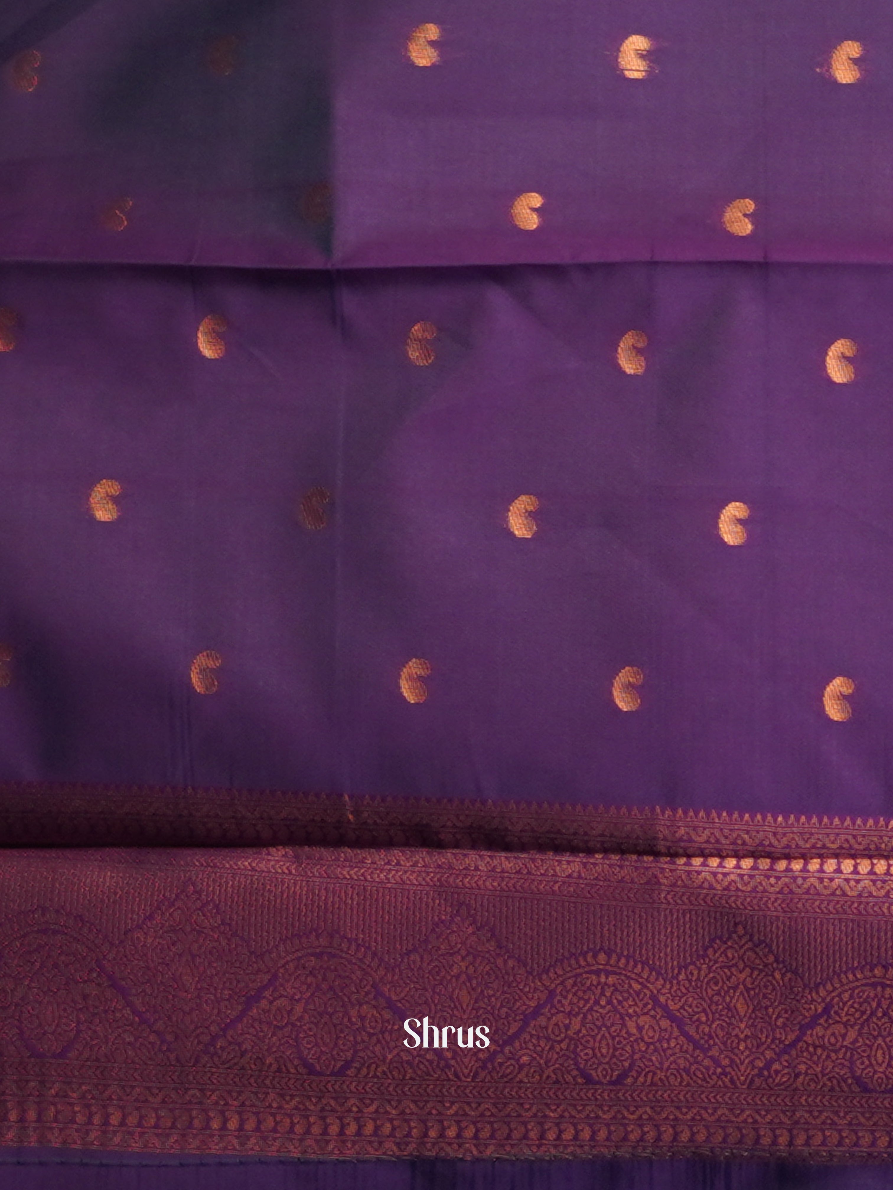 Teal & Purple - Semi Arani Silk Saree - Shop on ShrusEternity.com