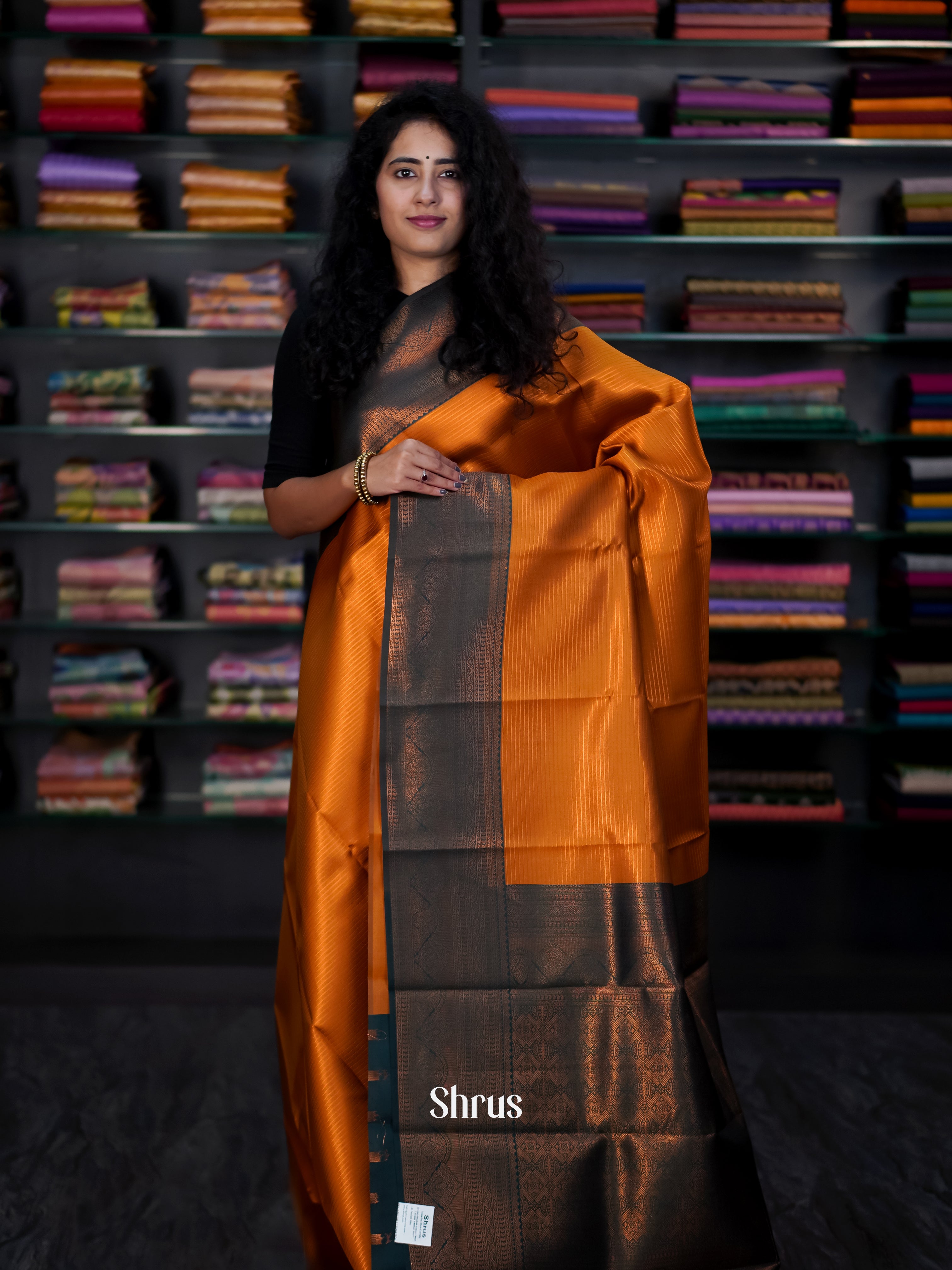 Mustard & Green - Semi Arani Silk Saree - Shop on ShrusEternity.com