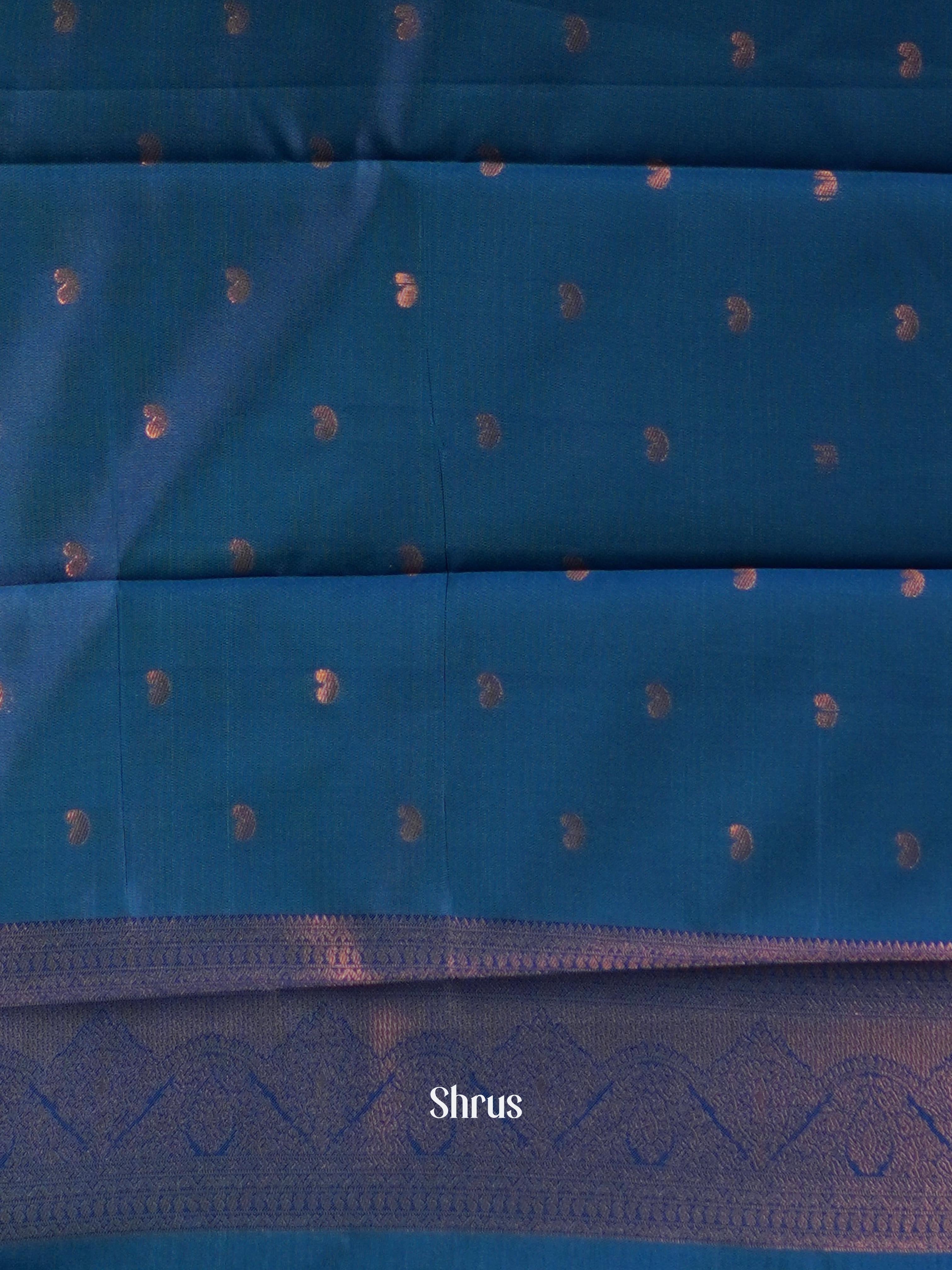Teal & Blue - Semi Arani Silk Saree - Shop on ShrusEternity.com
