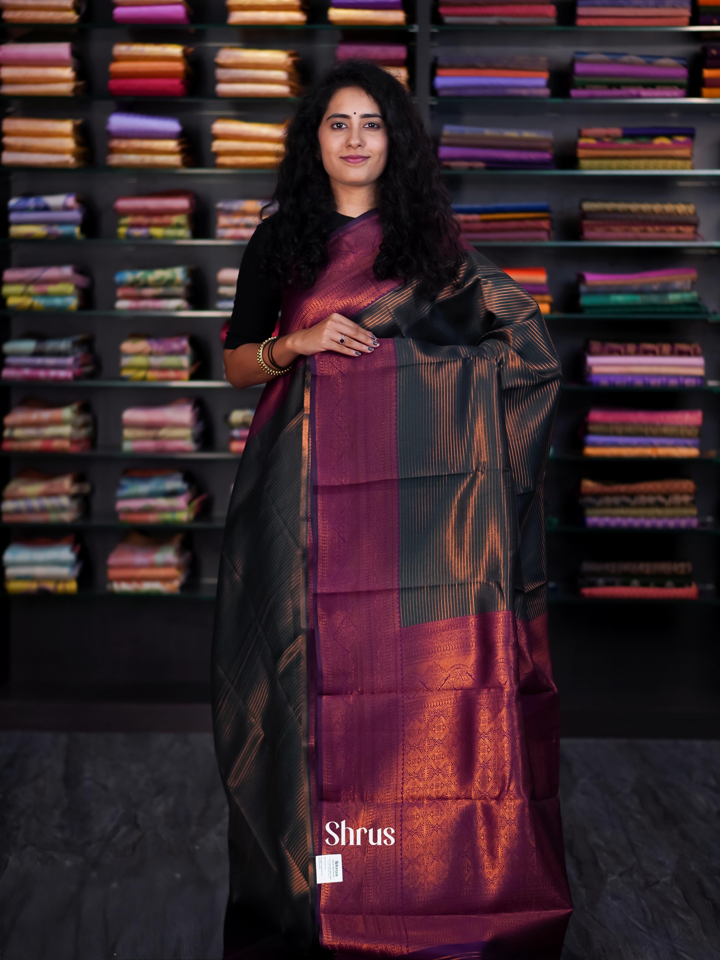 Green & Purple - Semi Arani Silk Saree - Shop on ShrusEternity.com
