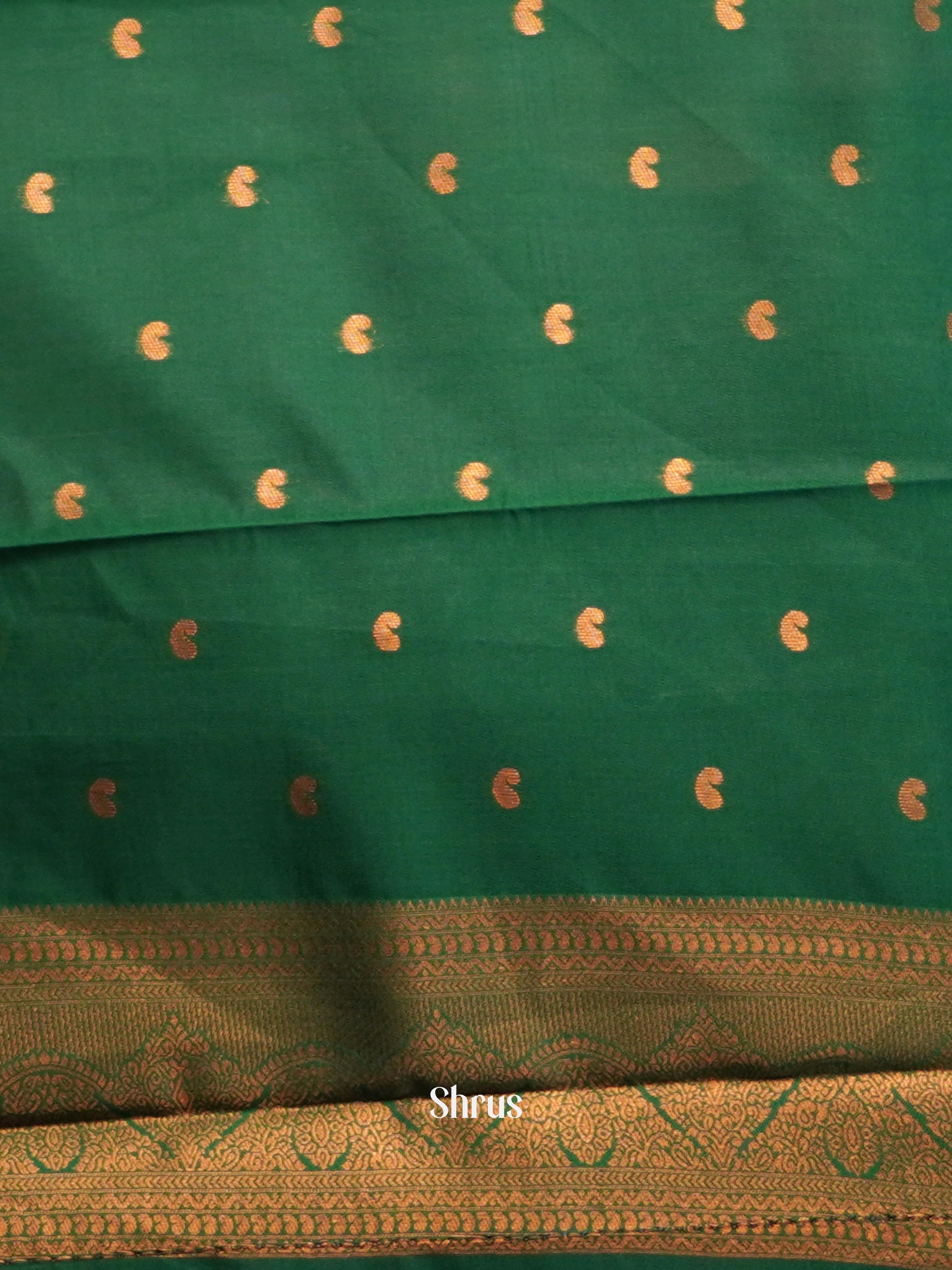 Dusty Brown & Green - Semi Arani Silk Saree - Shop on ShrusEternity.com