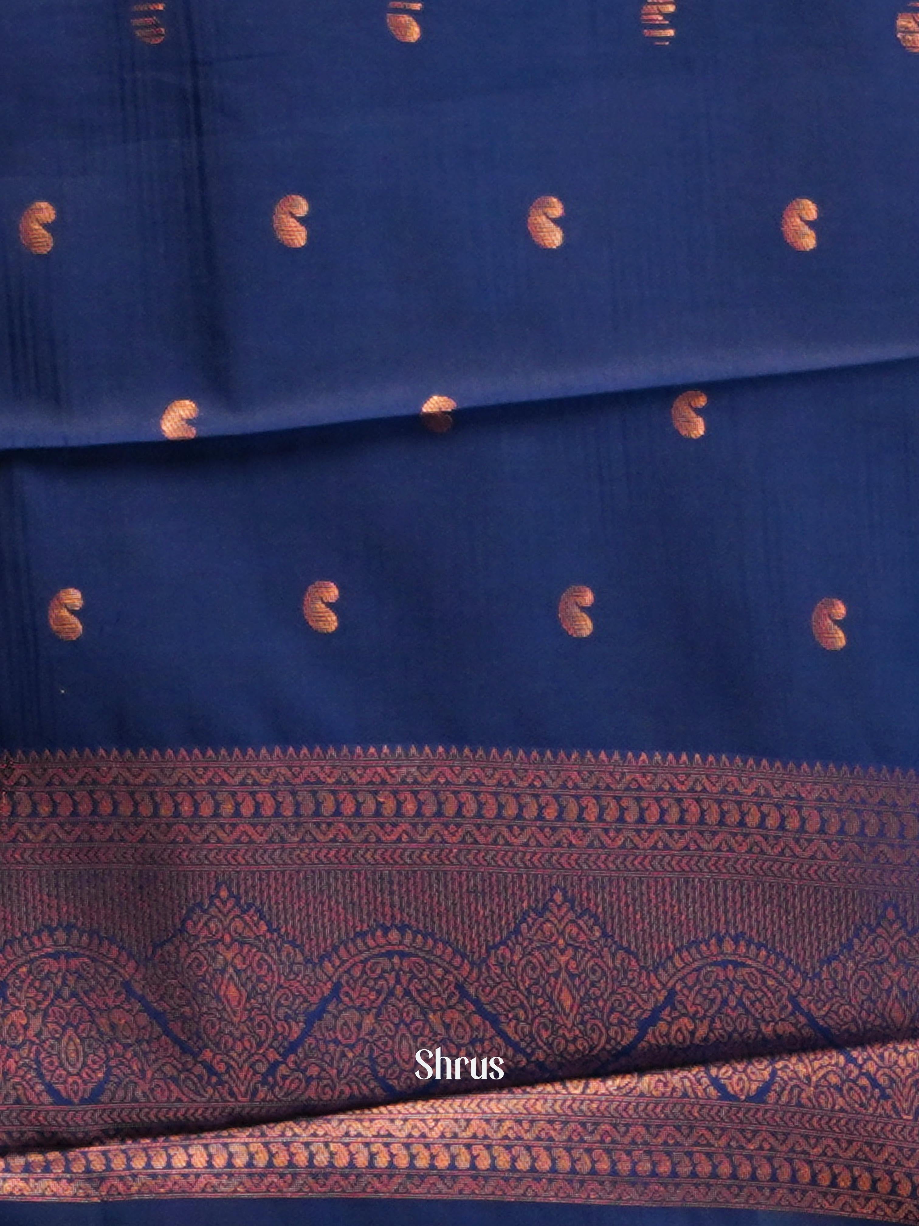 Lite Blue & Blue- Semi Arani Silk Saree - Shop on ShrusEternity.com