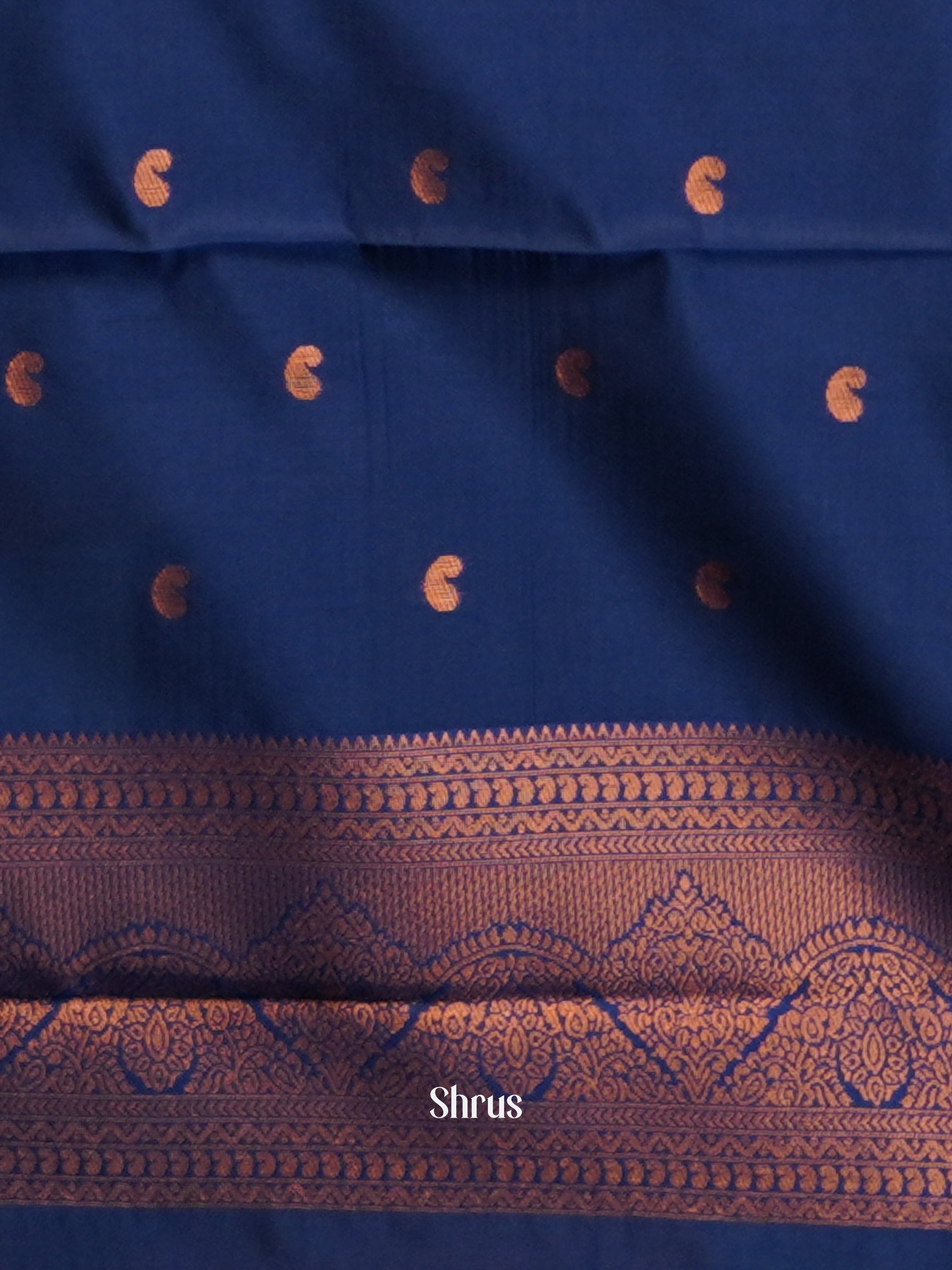 Grey & Blue - Semi Arani Silk Saree - Shop on ShrusEternity.com