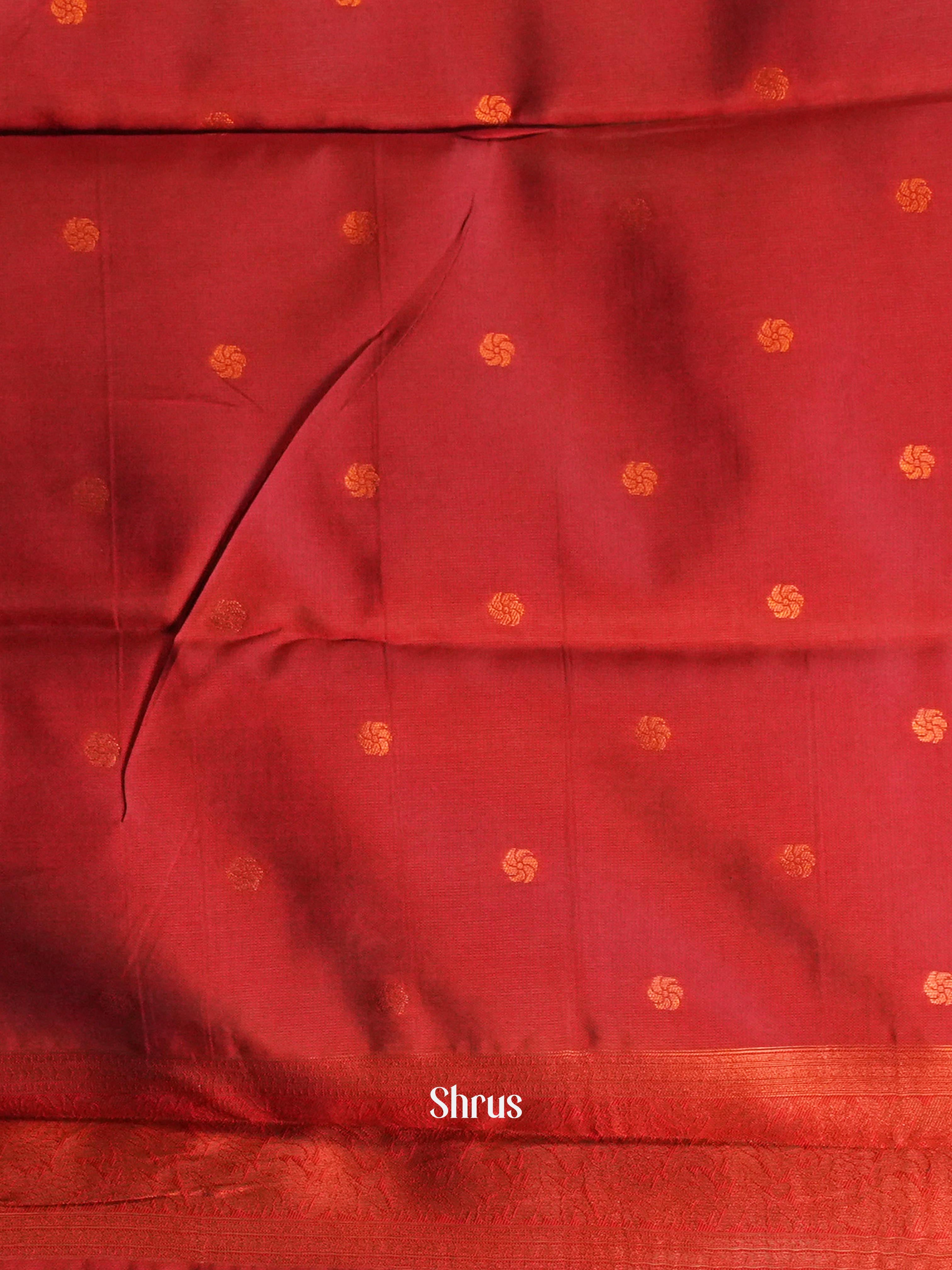 Peach & Red- Semi Arani Silk Saree - Shop on ShrusEternity.com