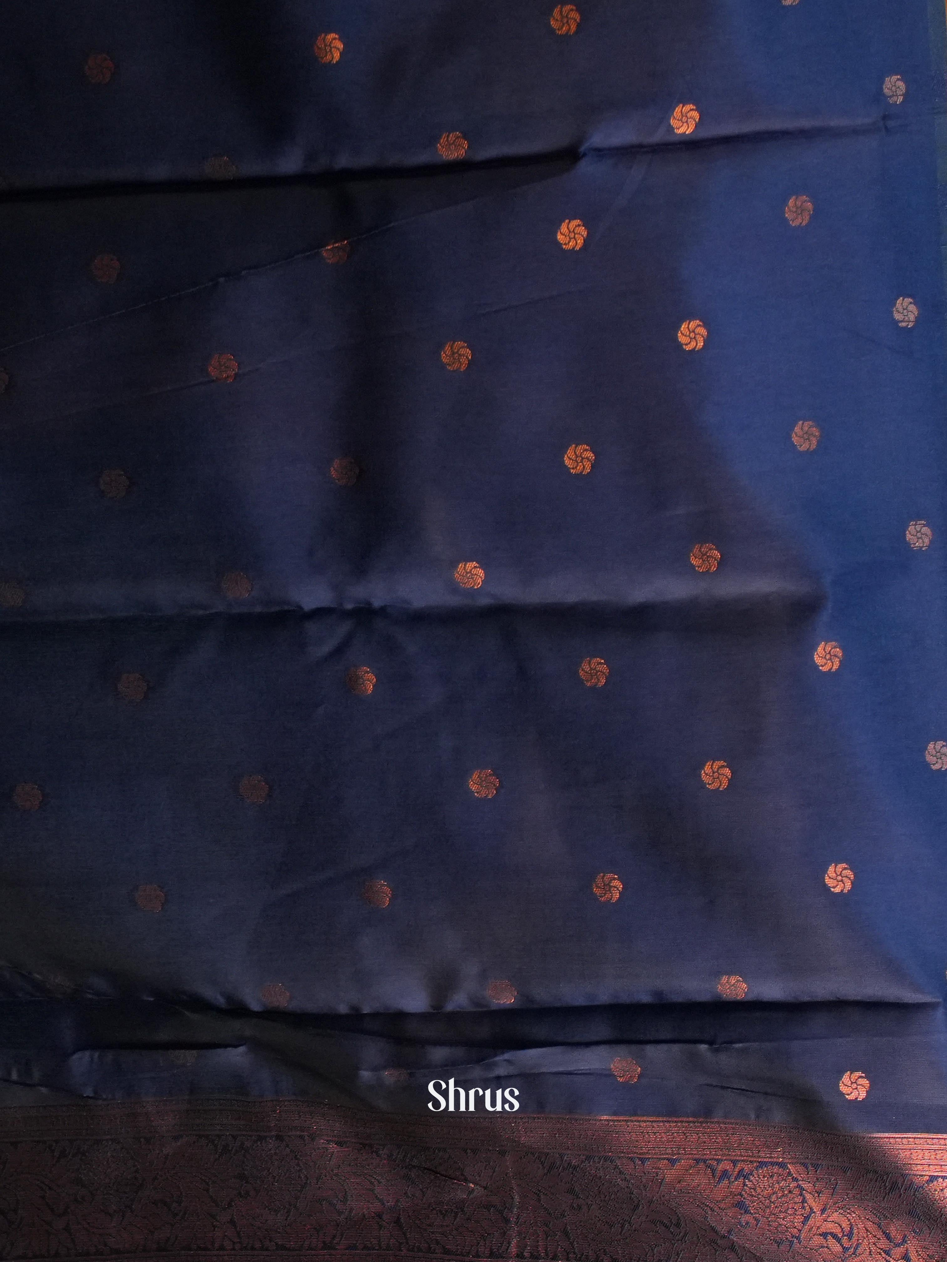 Grey & Blue - Semi Arani Silk Saree - Shop on ShrusEternity.com