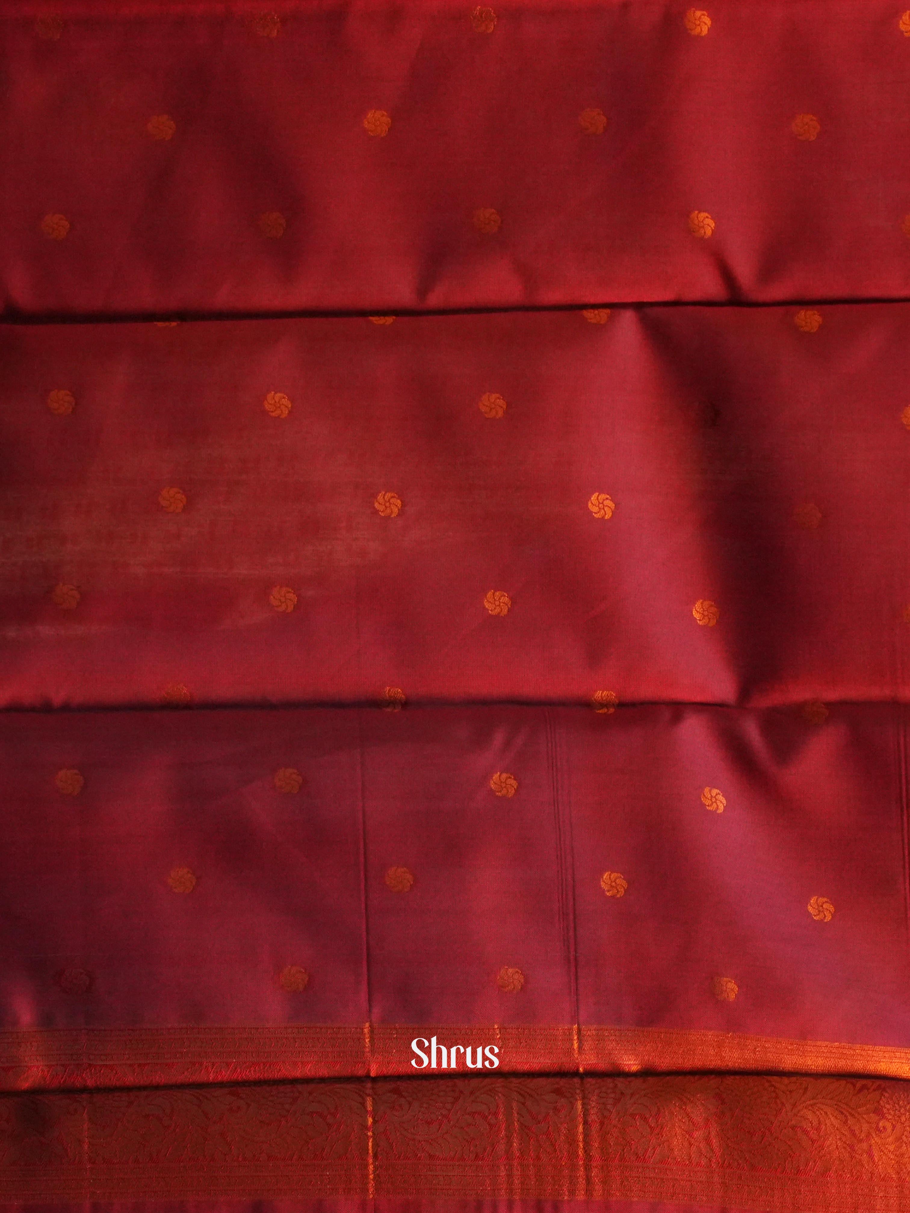 Brown & Maroon- Semi Arani Silk Saree - Shop on ShrusEternity.com