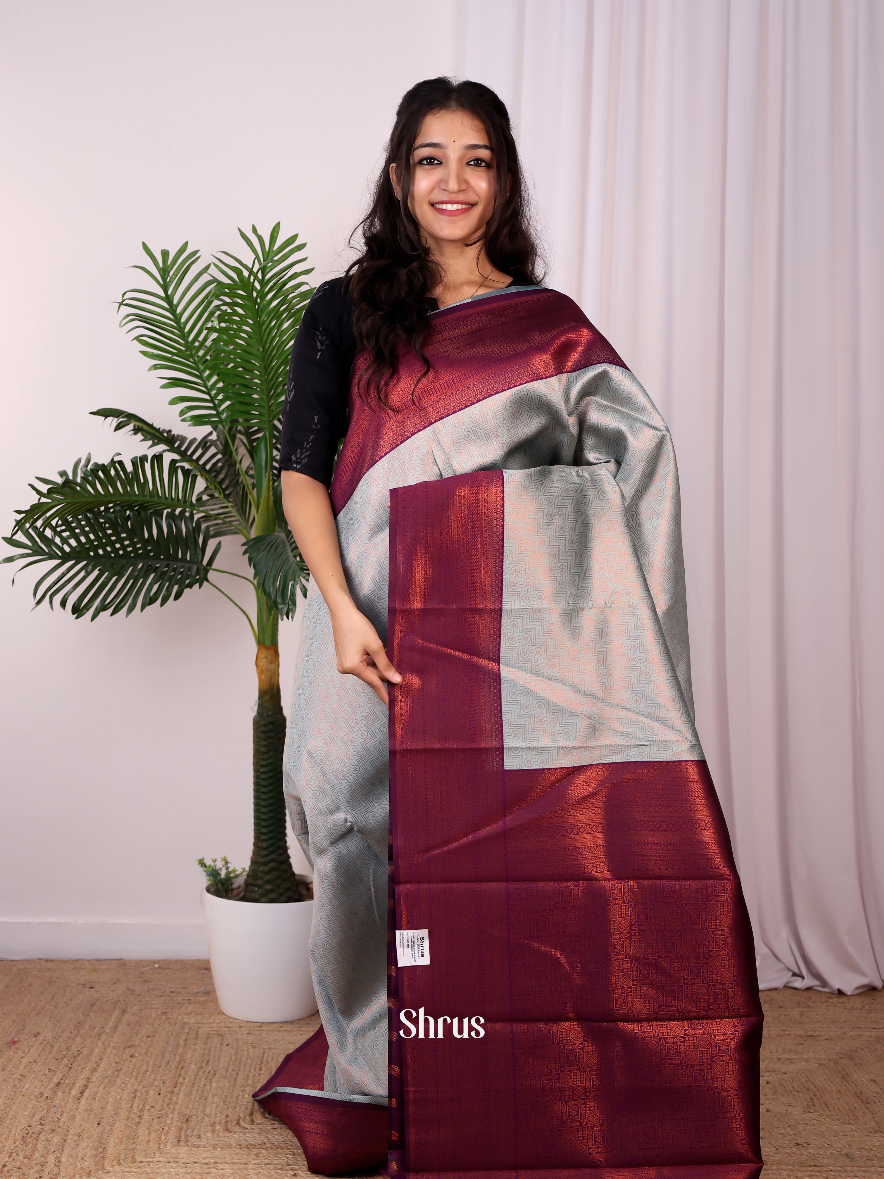 Blue & Purple - Semi Arani Silk Saree - Shop on ShrusEternity.com