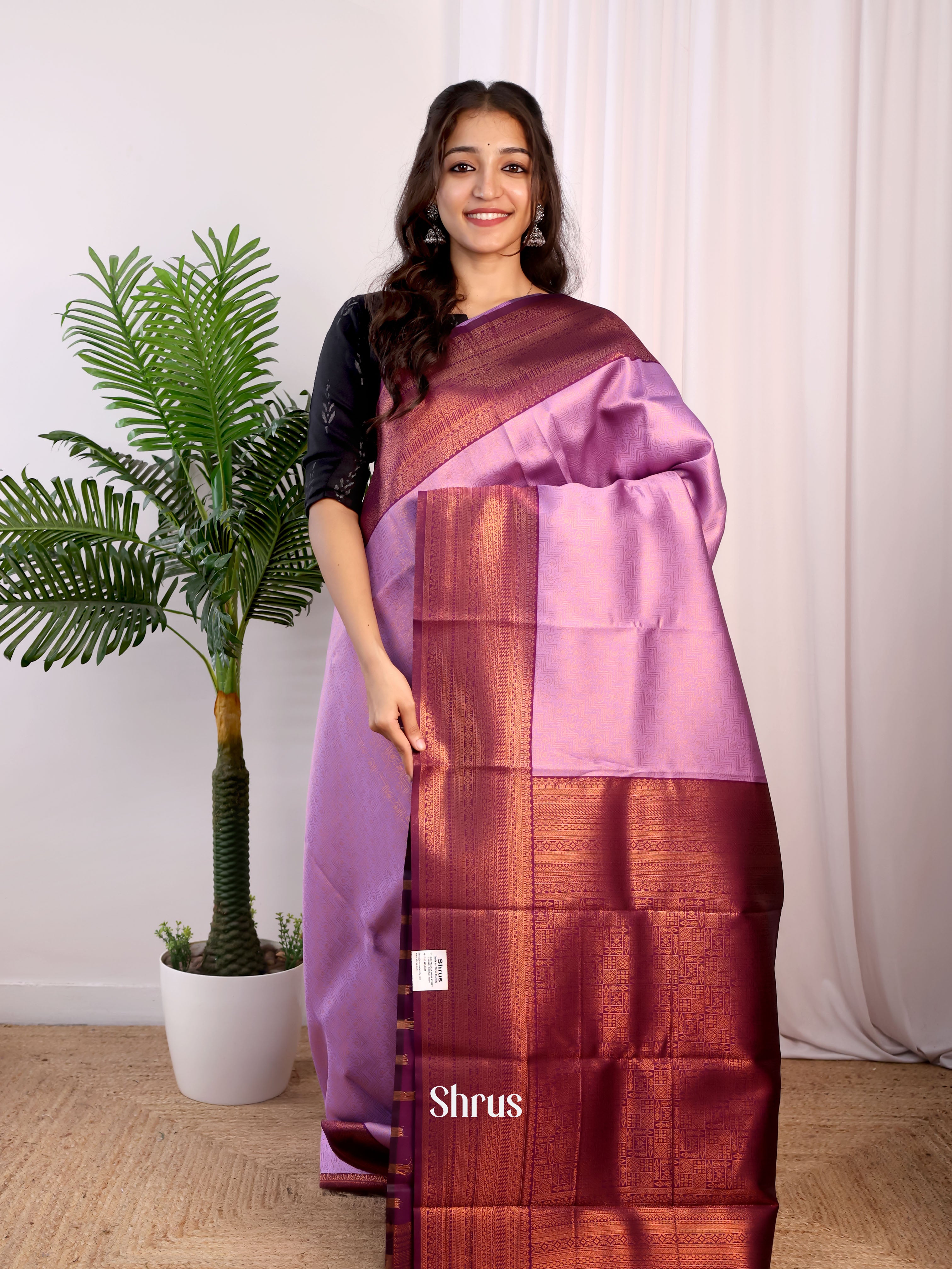 Lavender & Purple- Semi Arani Silk Saree - Shop on ShrusEternity.com