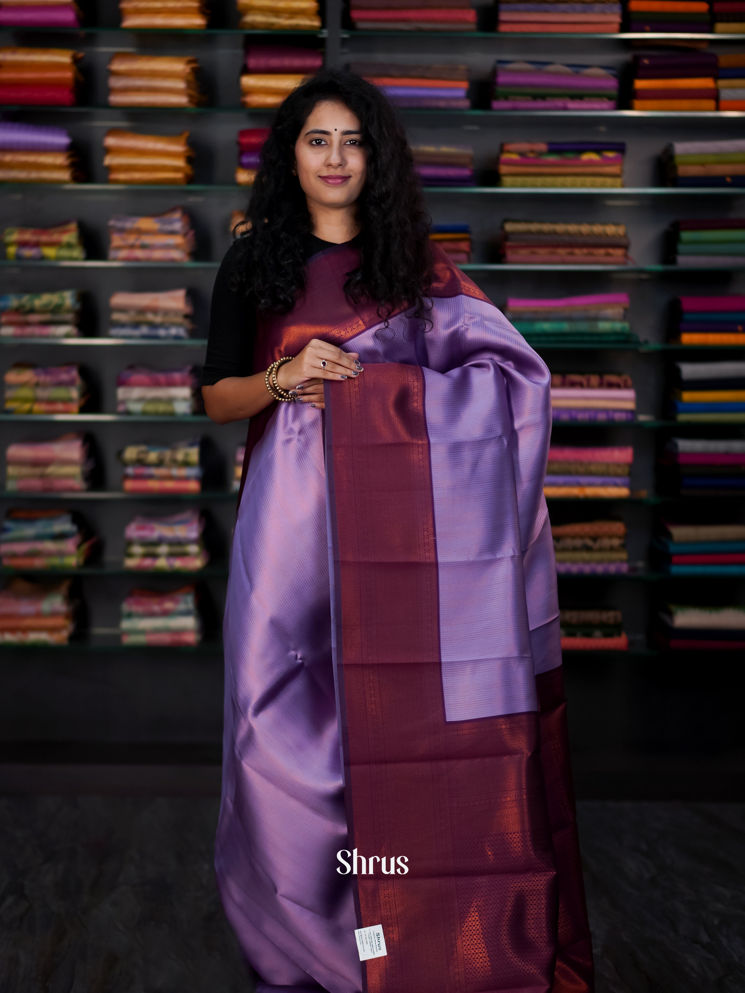 Purple & Maroon - Semi Arani Silk Saree - Shop on ShrusEternity.com