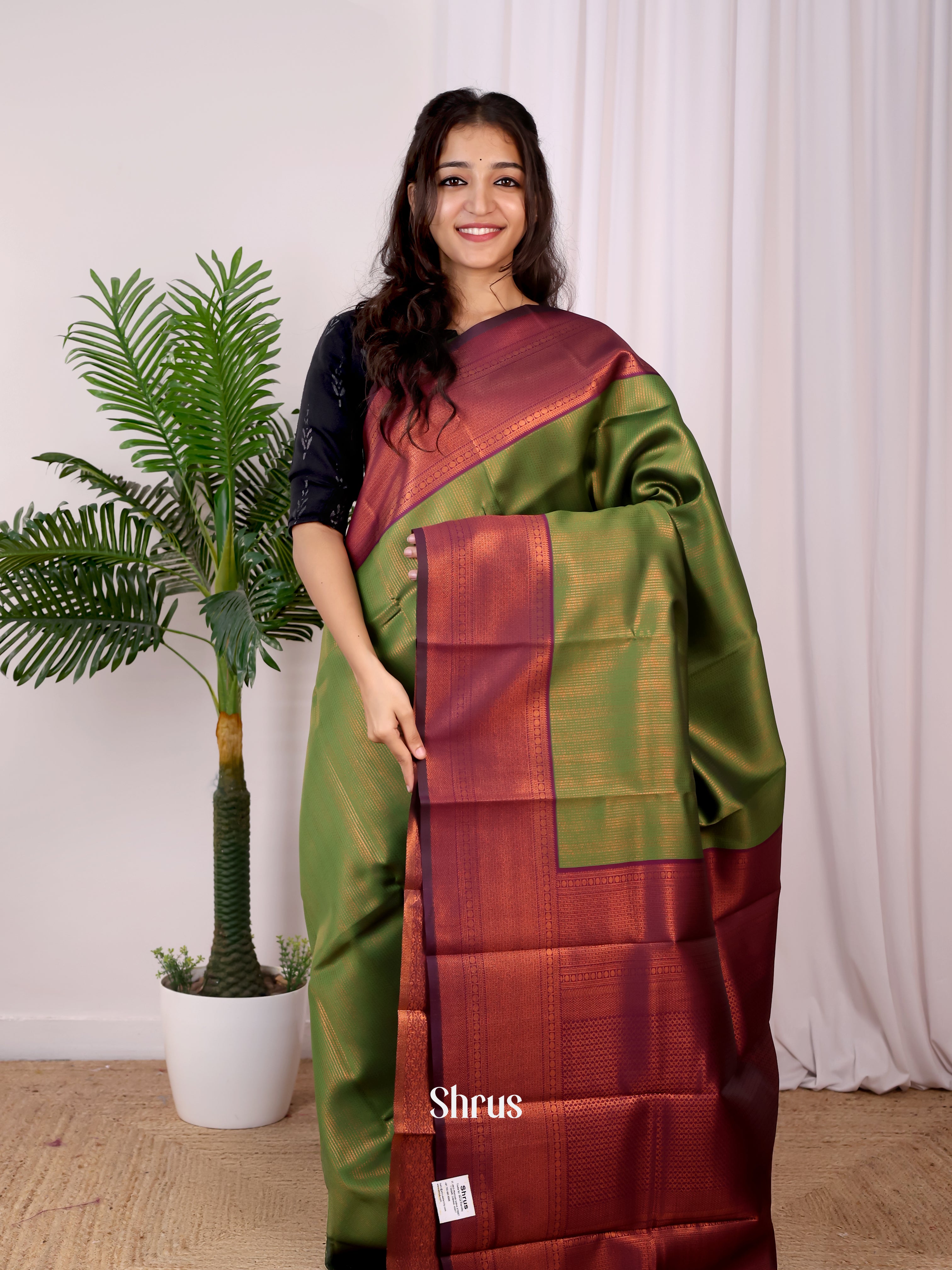 Green & Purple - Semi Arani Silk Saree - Shop on ShrusEternity.com