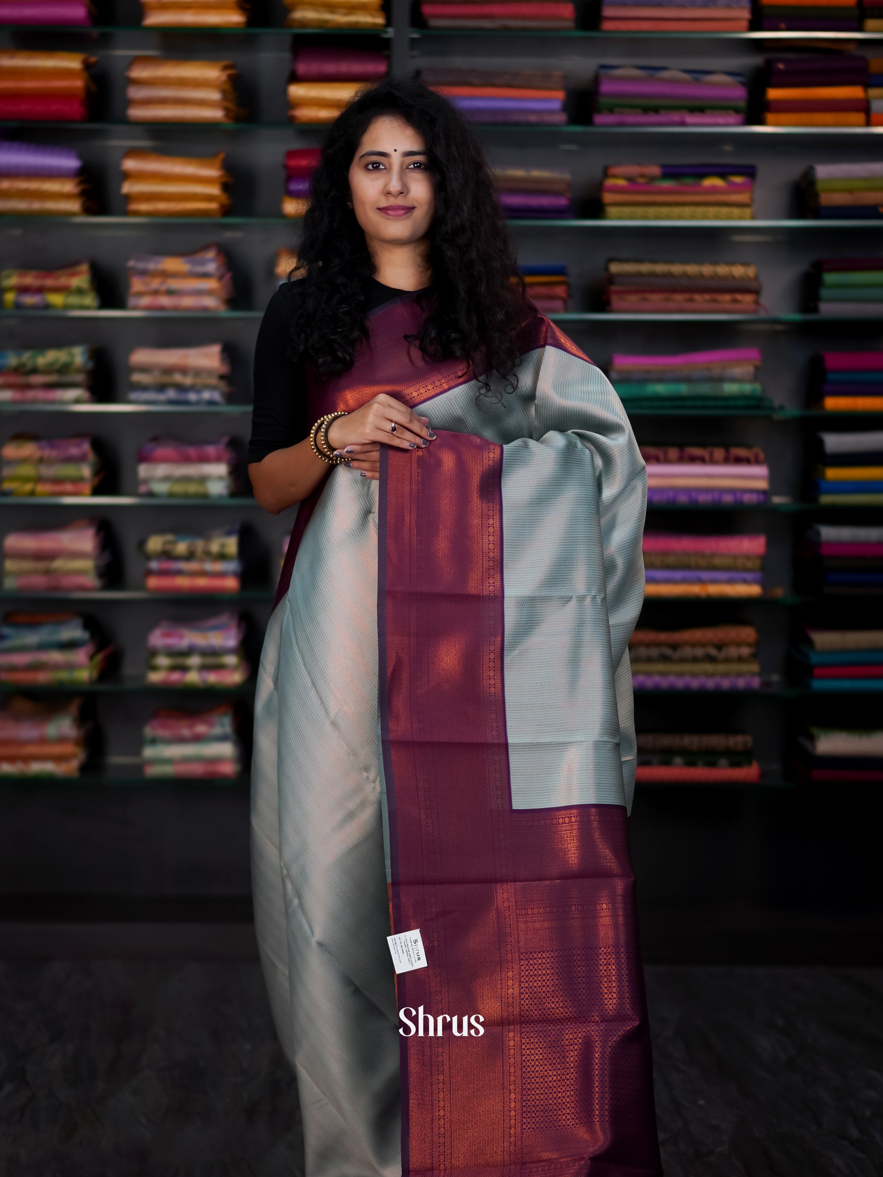 Blue & Maroon - Semi Arani Silk Saree - Shop on ShrusEternity.com