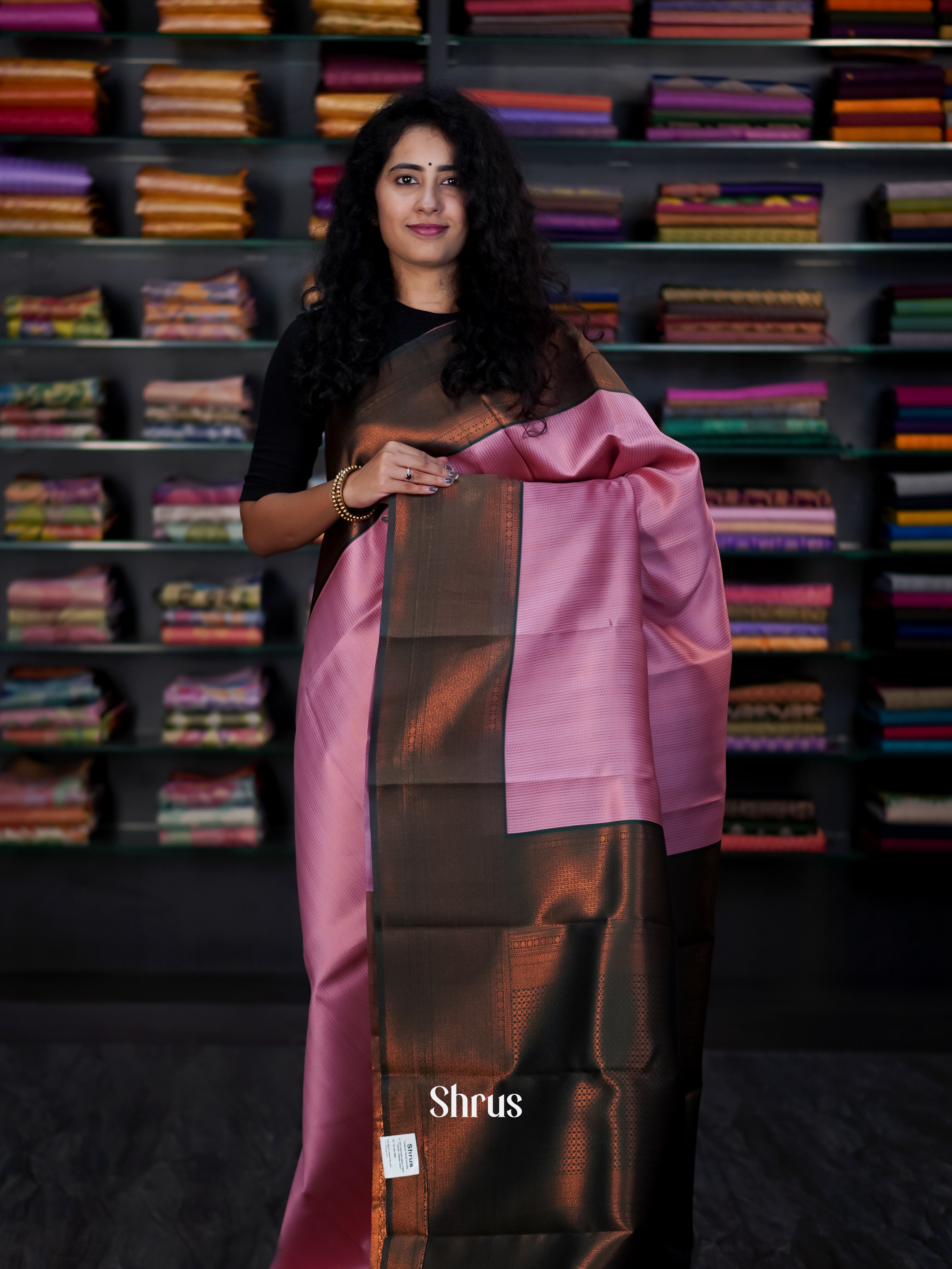 Lavender & Green- Semi Arani Silk Saree - Shop on ShrusEternity.com