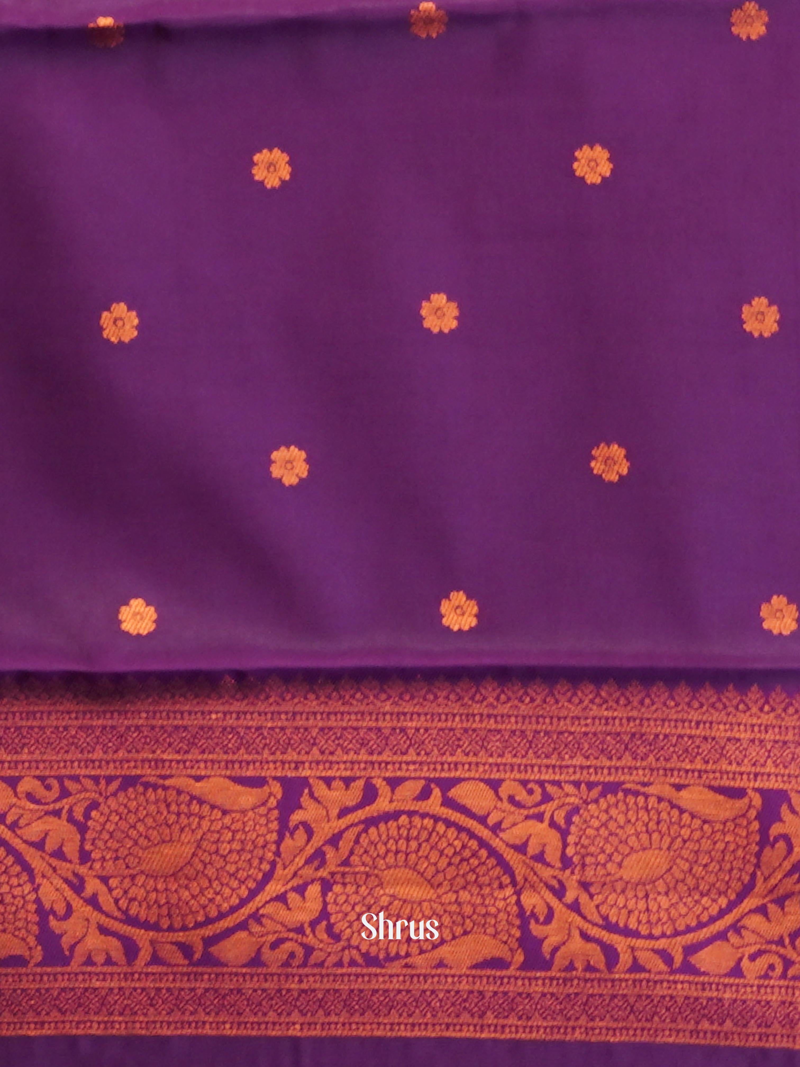 Orange & Purple - Semi Arani Silk Saree - Shop on ShrusEternity.com